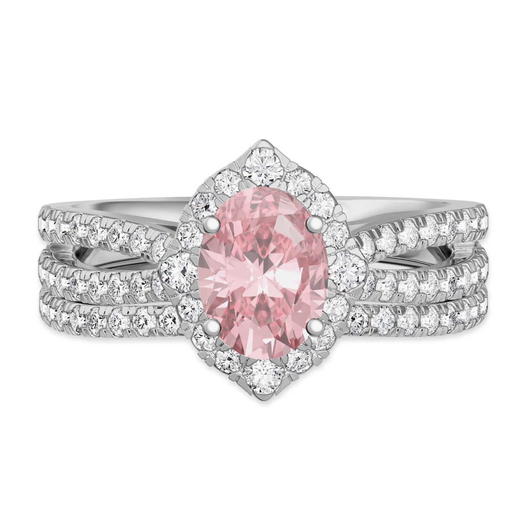 Sutton 1 3/4 Carat T.W. Morganite and Diamond Matching Bridal Set Vermeil
