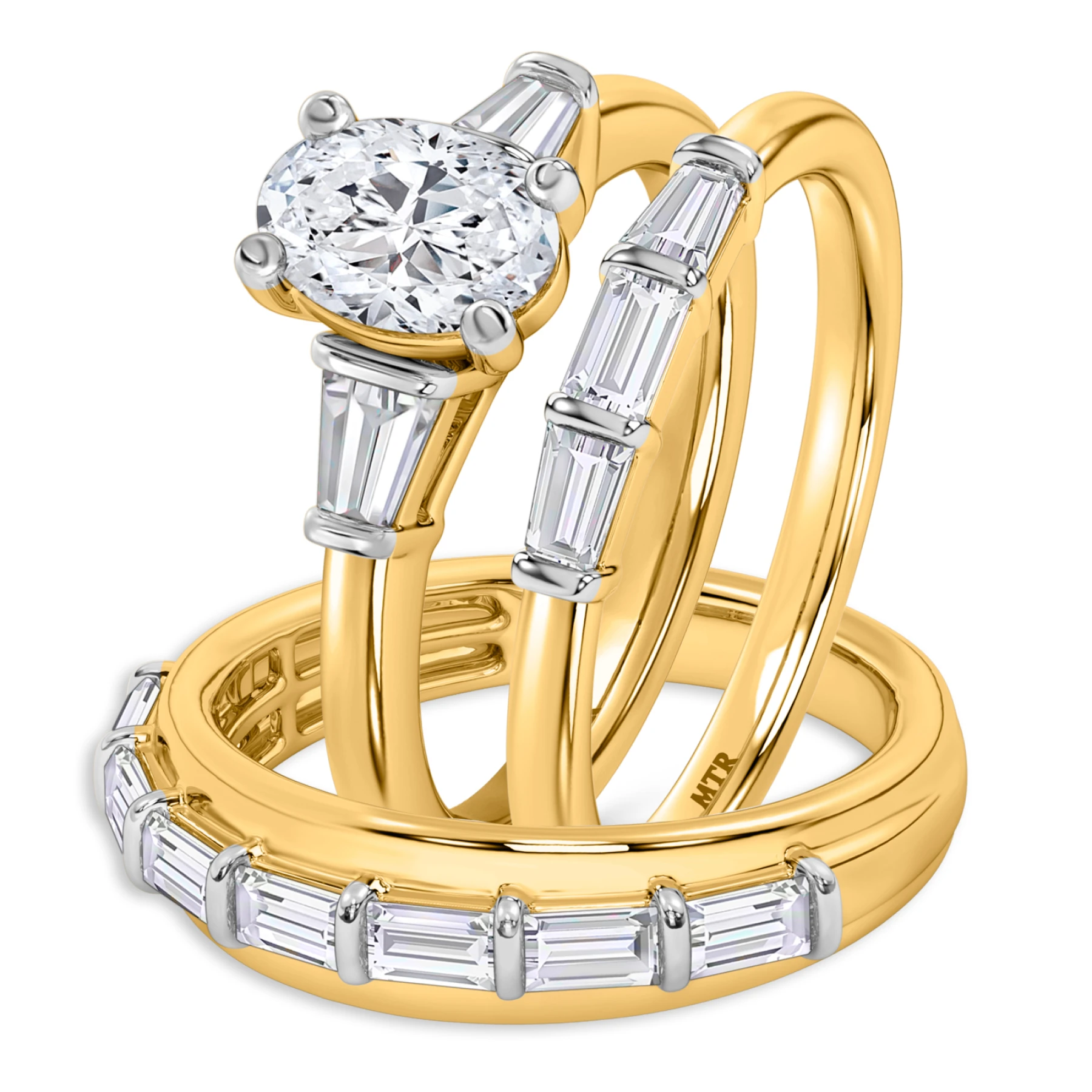 Canna 2 1/7 ct tw. Lab Grown Diamond Oval Solitaire Trio Set - view 1