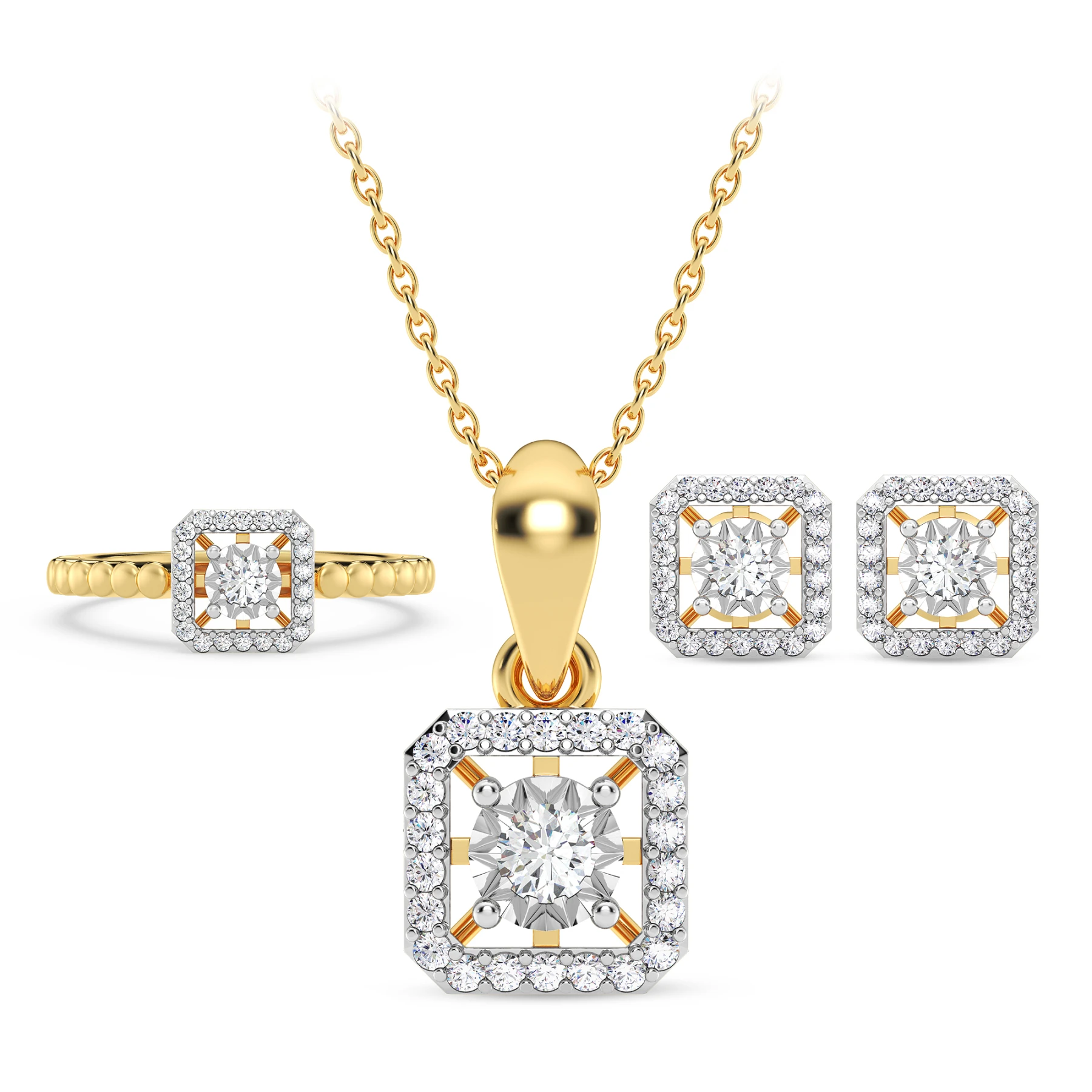 Brianna 2/3 ct tw. Lab Grown Cushion Cluster Ring Set - view 1