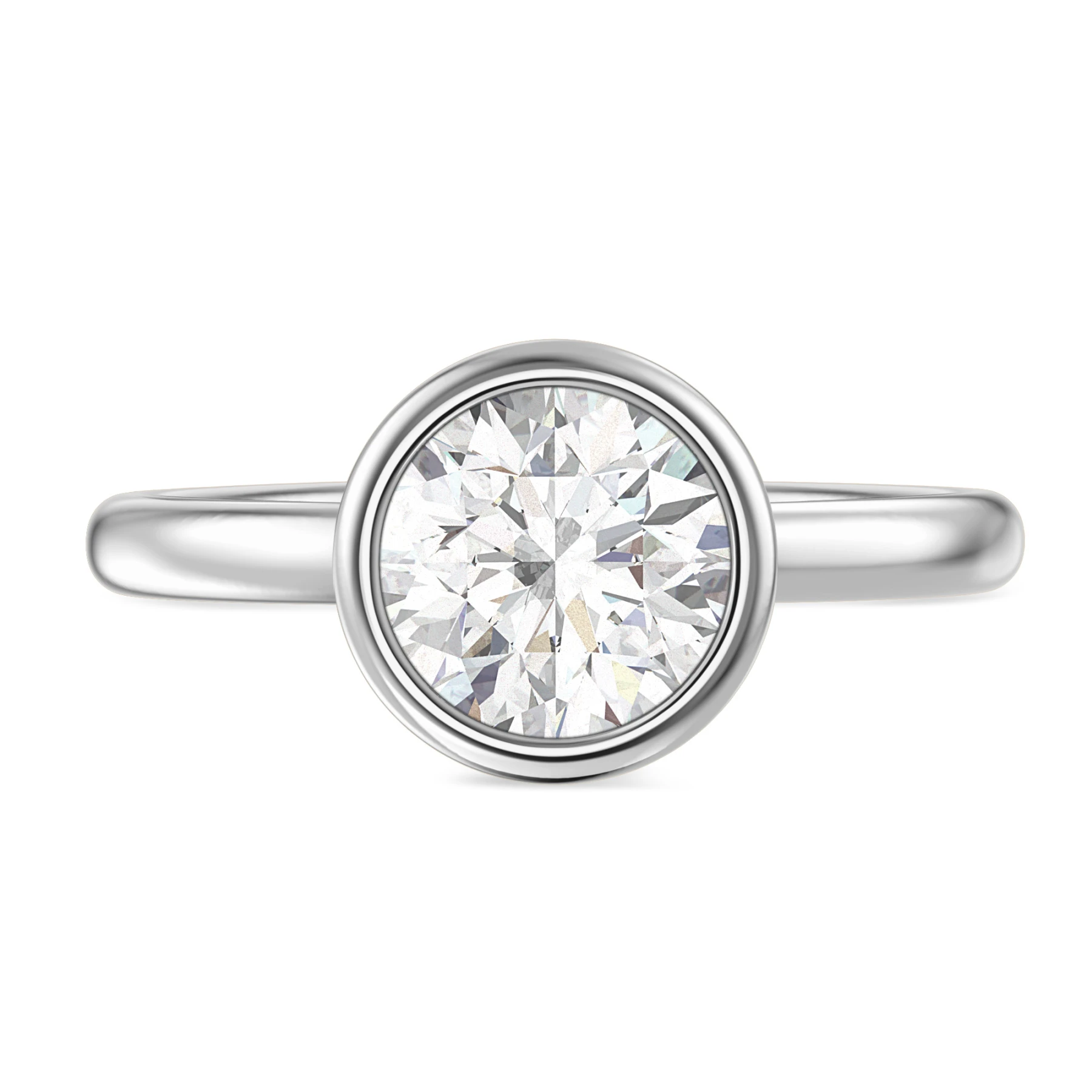 Niu 2 ct tw. Lab Grown Diamond Round Solitaire Engagement Ring Vermeil