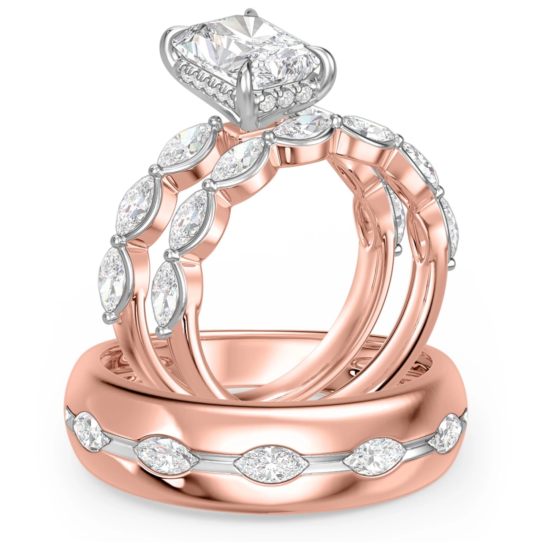 Jiana 4 7/8 ct tw. Lab Grown Diamond Radiant Solitaire Trio Set - view 1