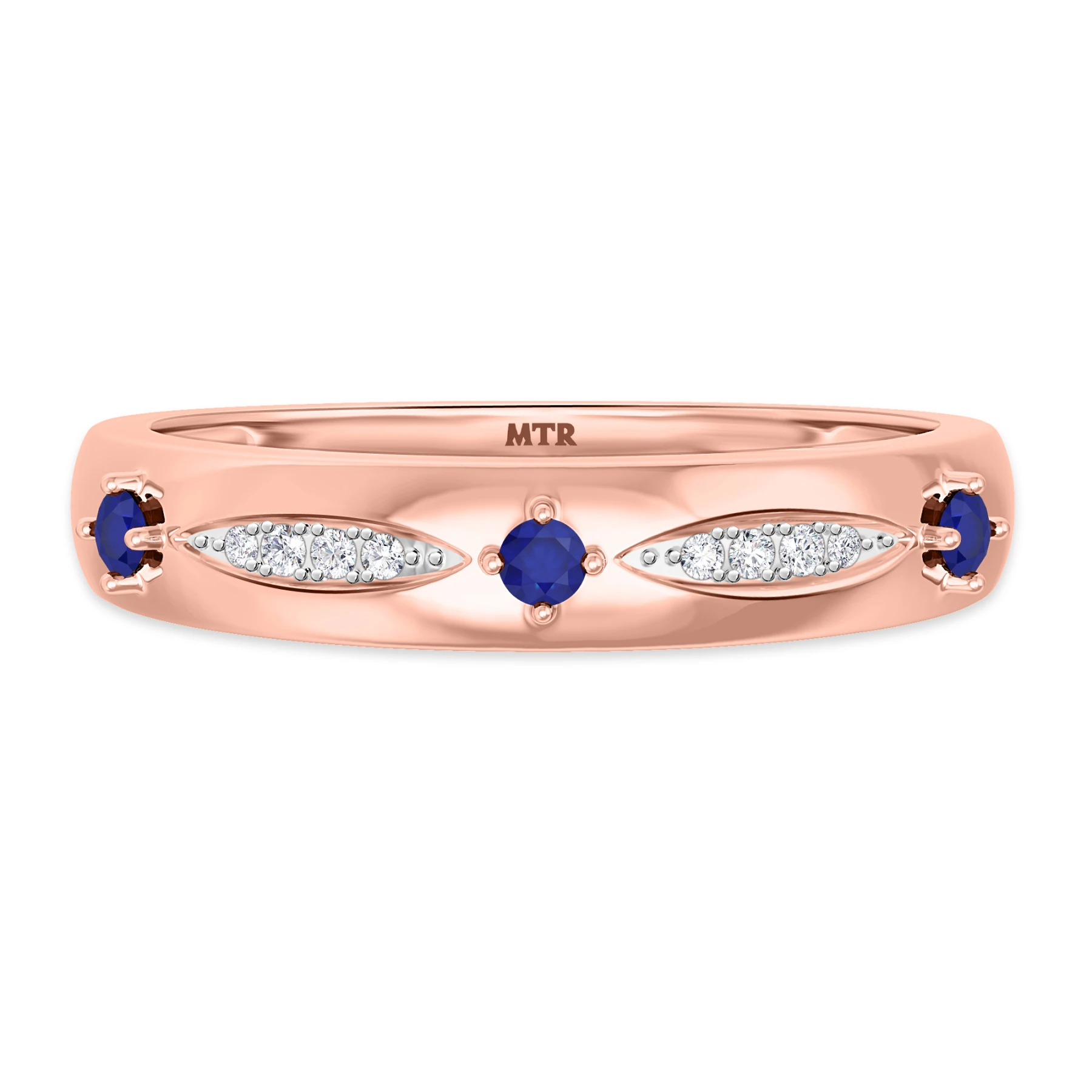 Mawar 1/5 Carat T.W. Sapphire and Diamond Mens Wedding Band - view 1
