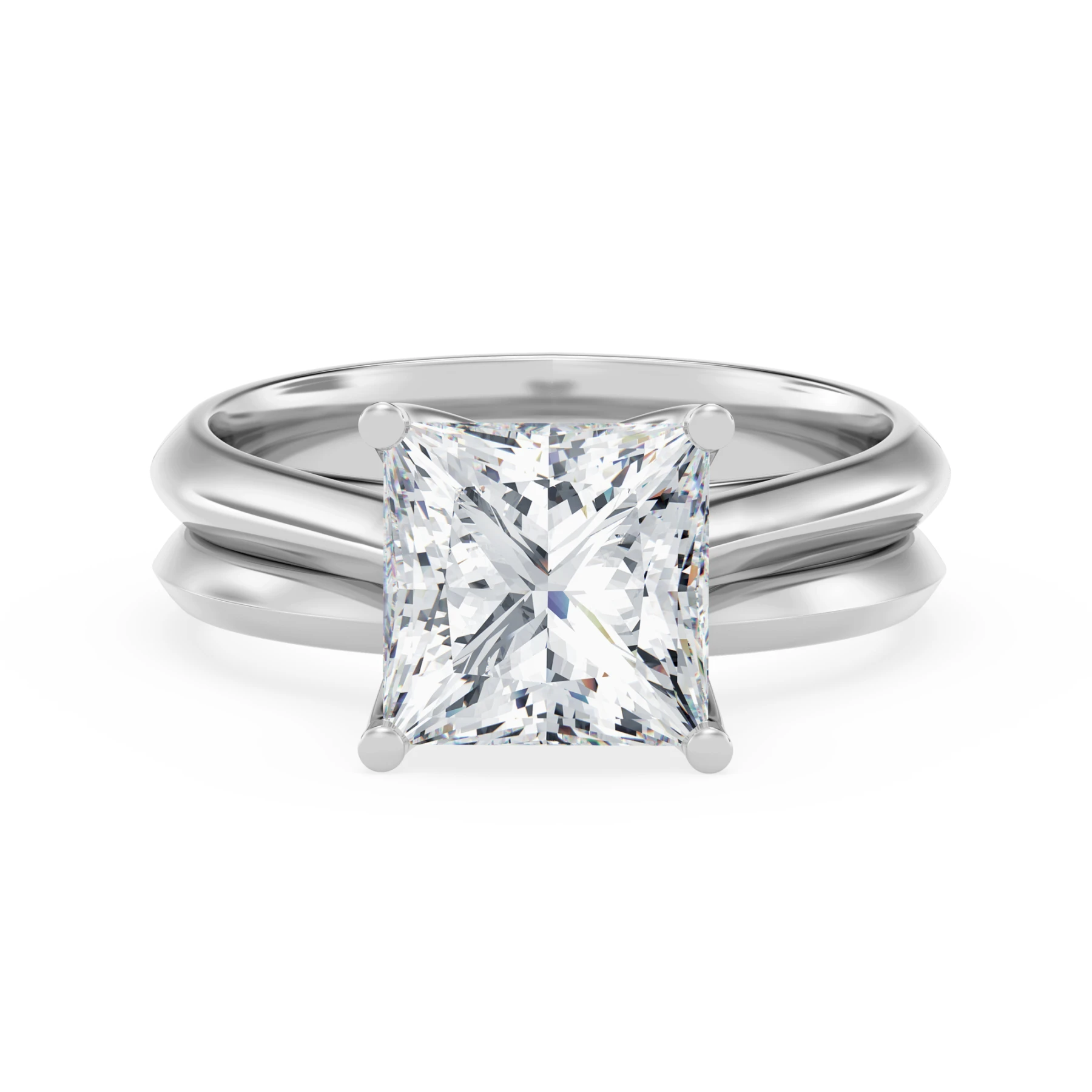 Jena 2 ct tw. Lab Grown Diamond Princess Solitaire Bridal Set Vermeil