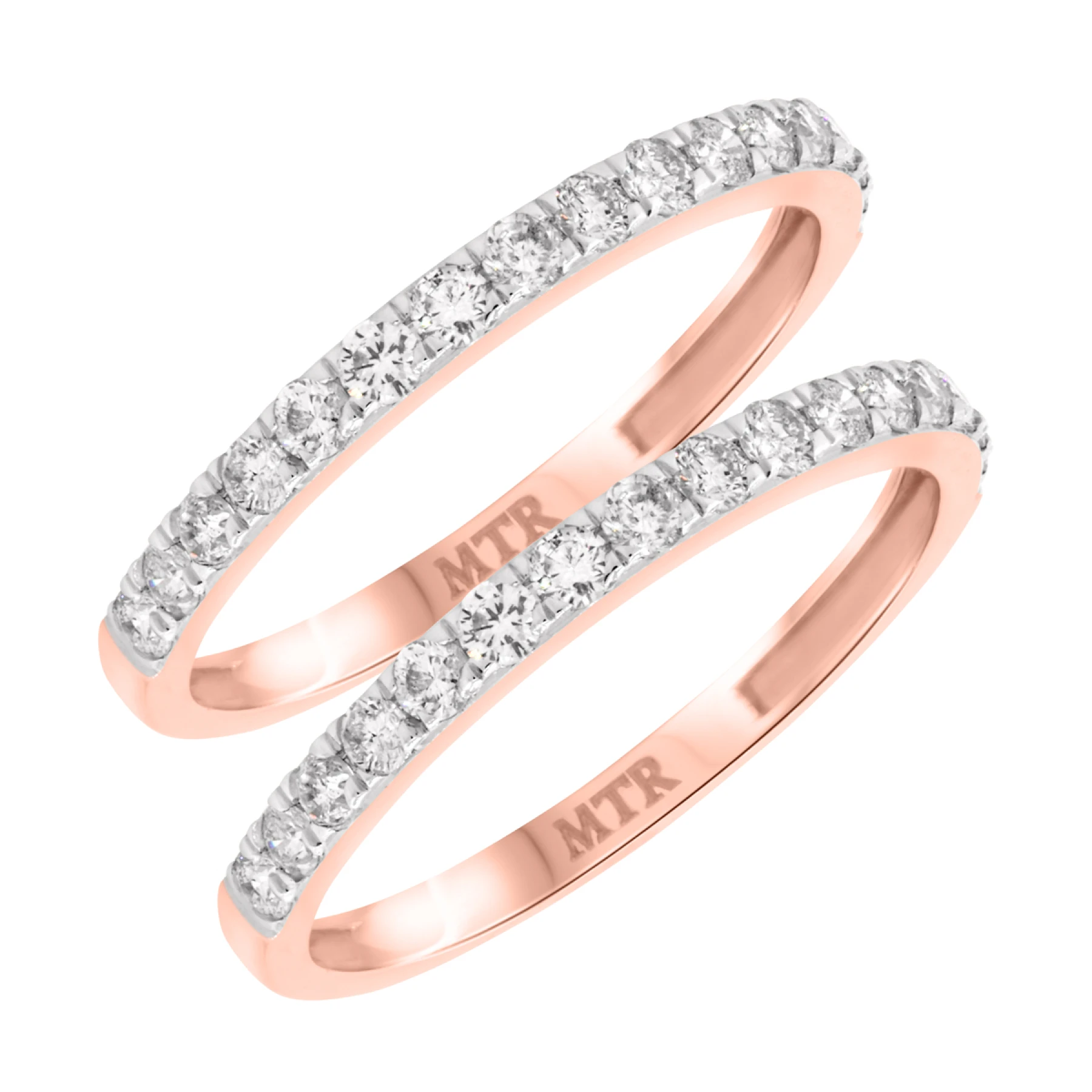 River 3/4 ct tw. Diamond Same Sex Ladies Band Set - view 1
