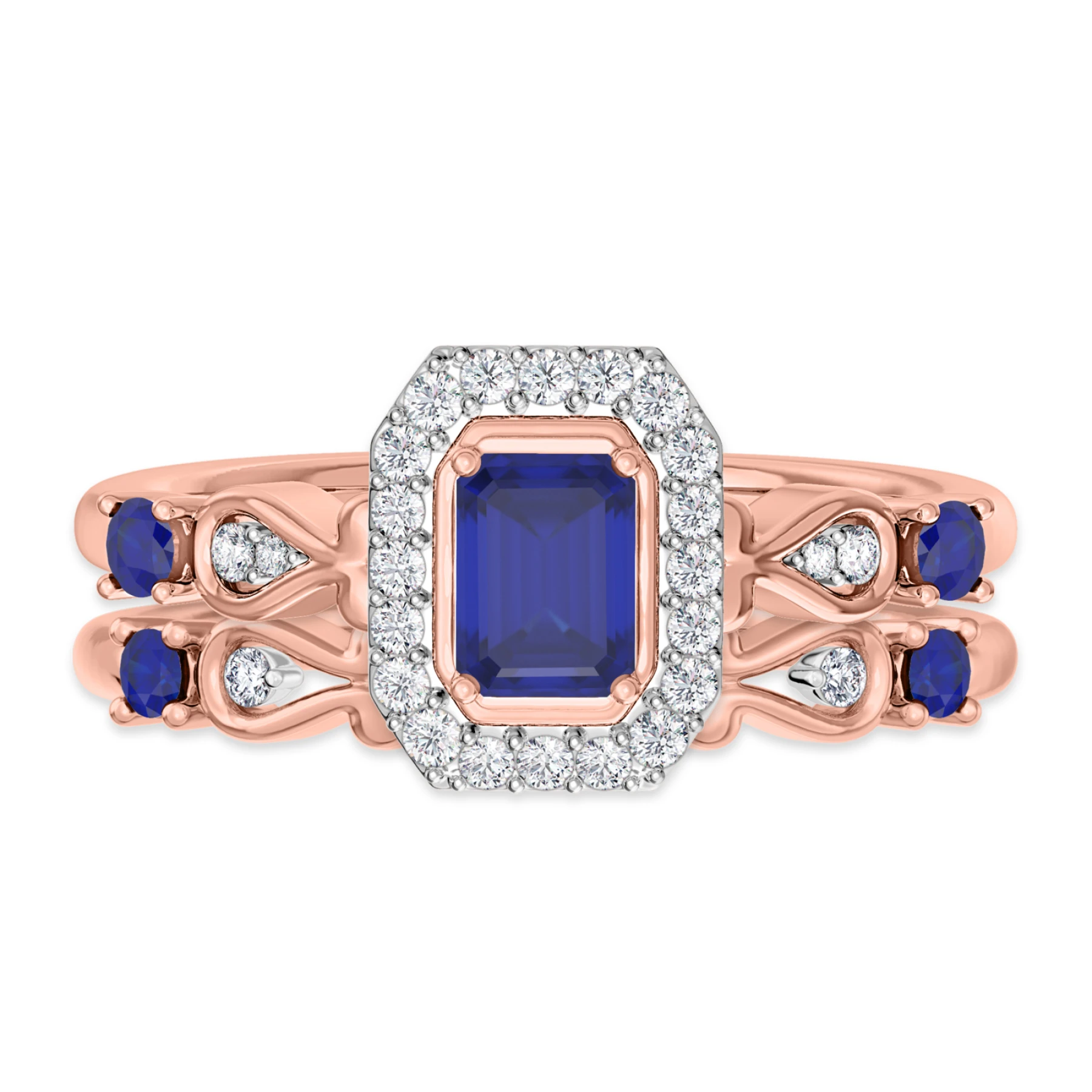 Garland 1 Carat T.W. Sapphire and Diamond Matching Bridal Ring Set - view 1