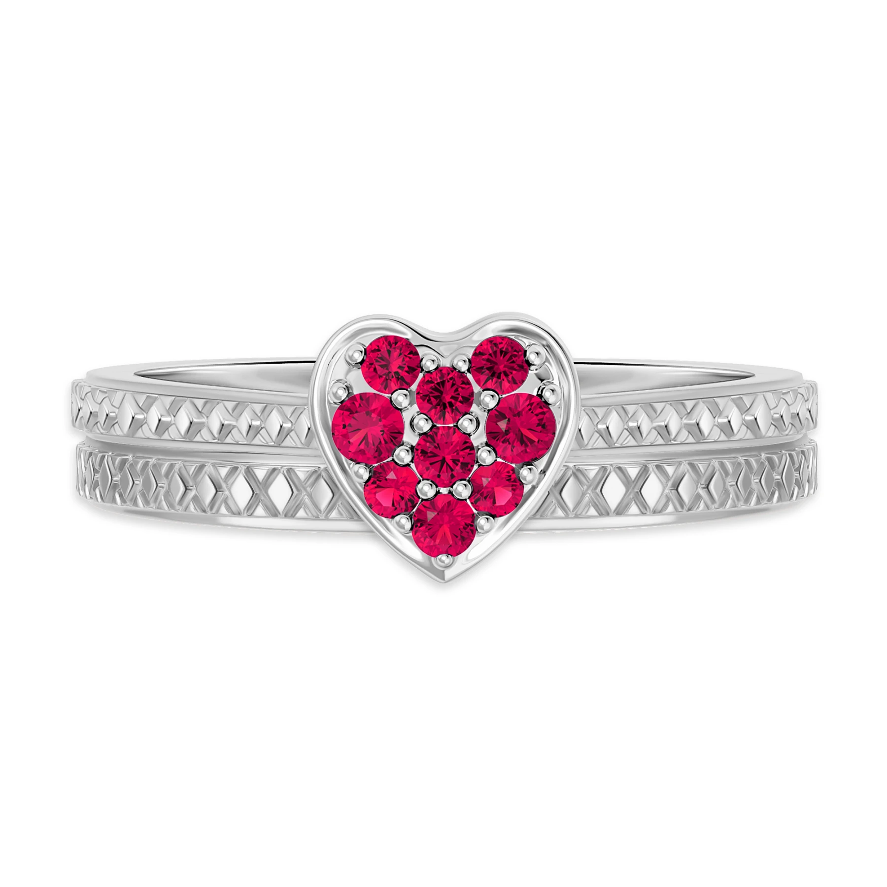 Manuka 1/5 CT. T.W. Ruby and Diamond Matching Bridal Set 14K White Gold Vermeil - view 1