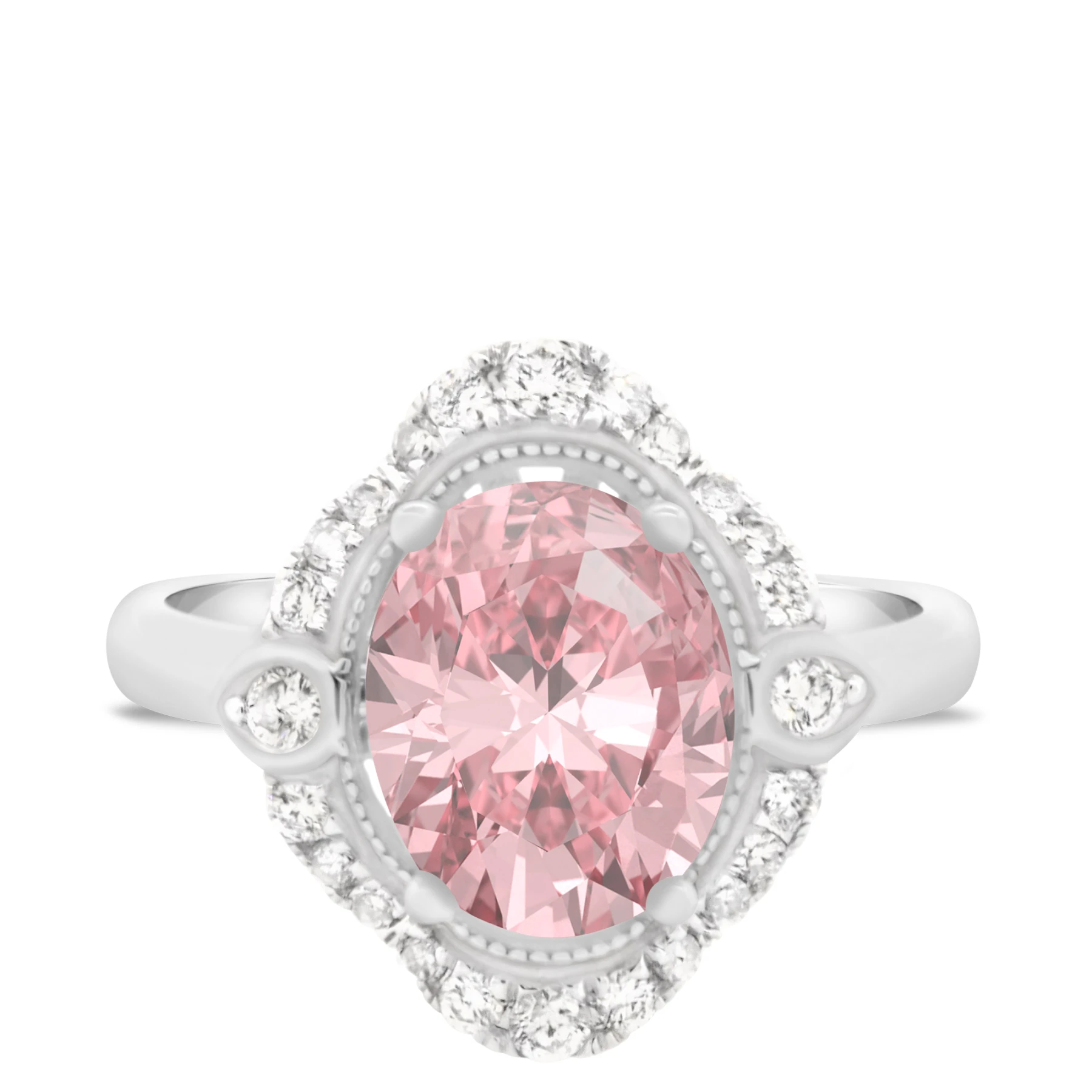 Camellia 2 1/3 CT. T.W. Morganite and diamond Engagement Ring Vermeil