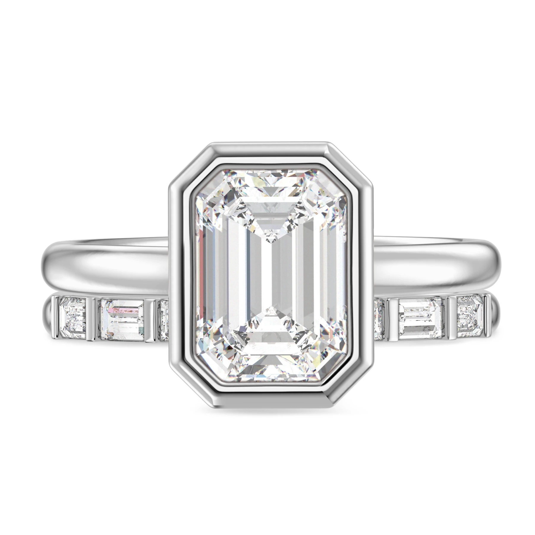 Niu 3 1/3 ct tw. Lab Grown Diamond Emerald Solitaire Bridal Set Vermeil