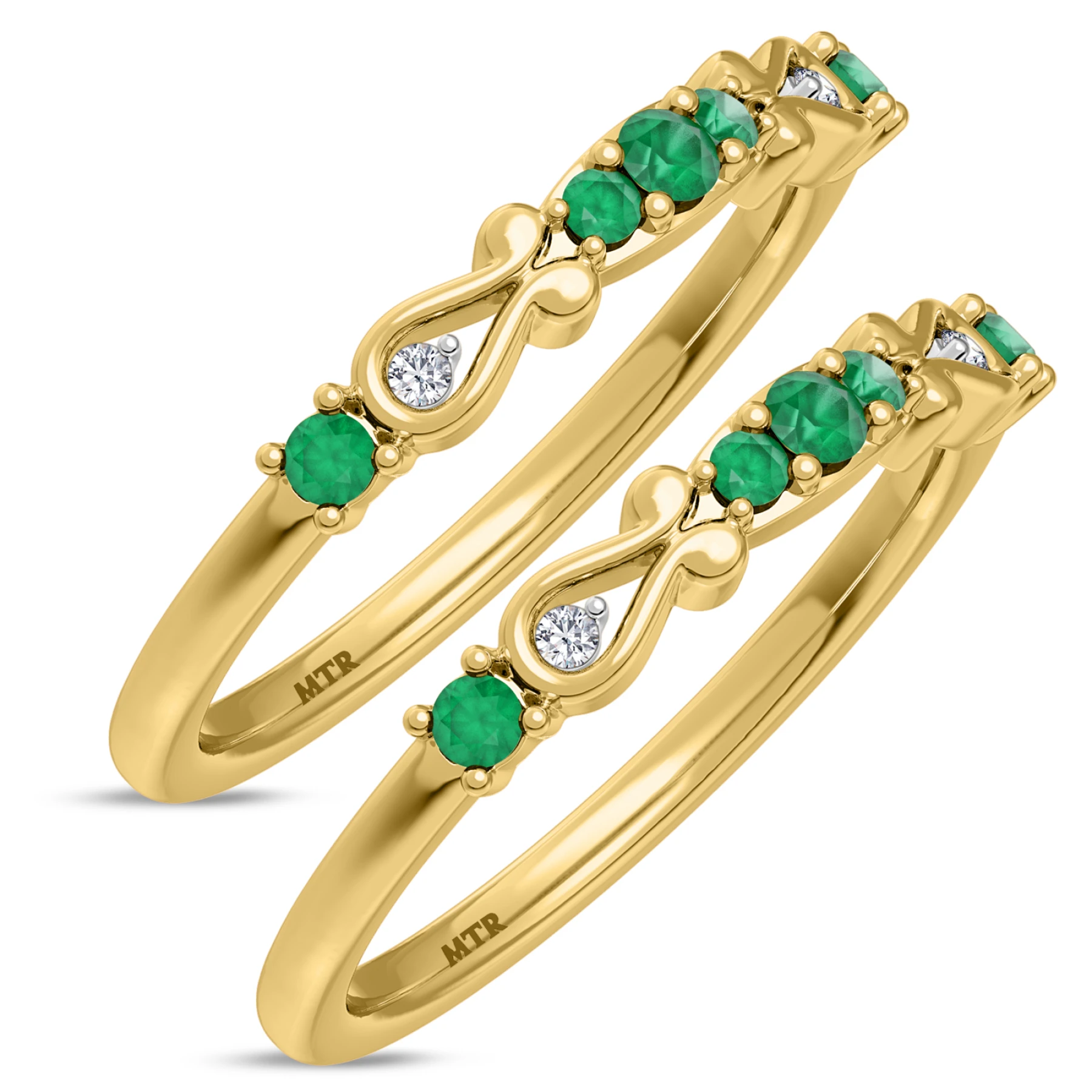 Garland 1/3 CT. T.W. Emerald and Diamond Same Sex Ladies Band Set