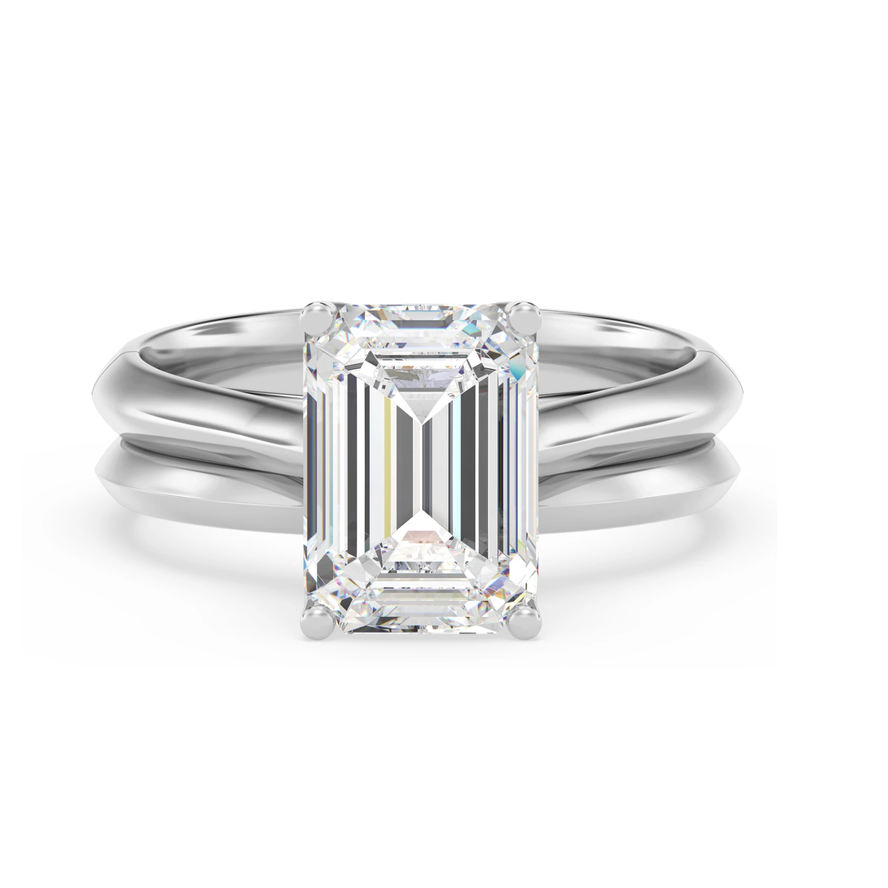 Jena 3 ct tw. Lab Grown Diamond Emerald Solitaire Bridal Set Vermeil