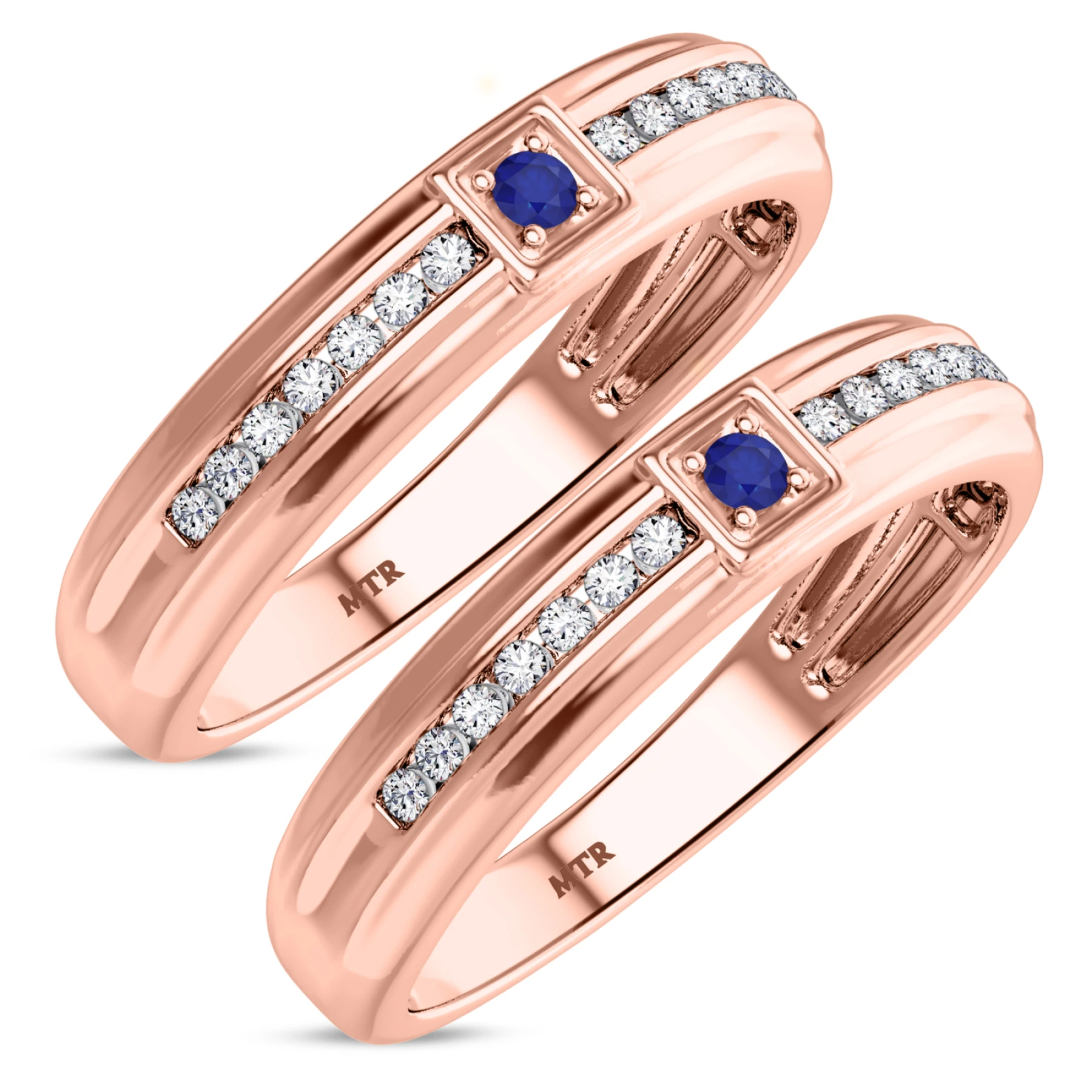 Holly 1/5 CT. T.W. Sapphire and Diamond Matching Wedding Band Set - view 1
