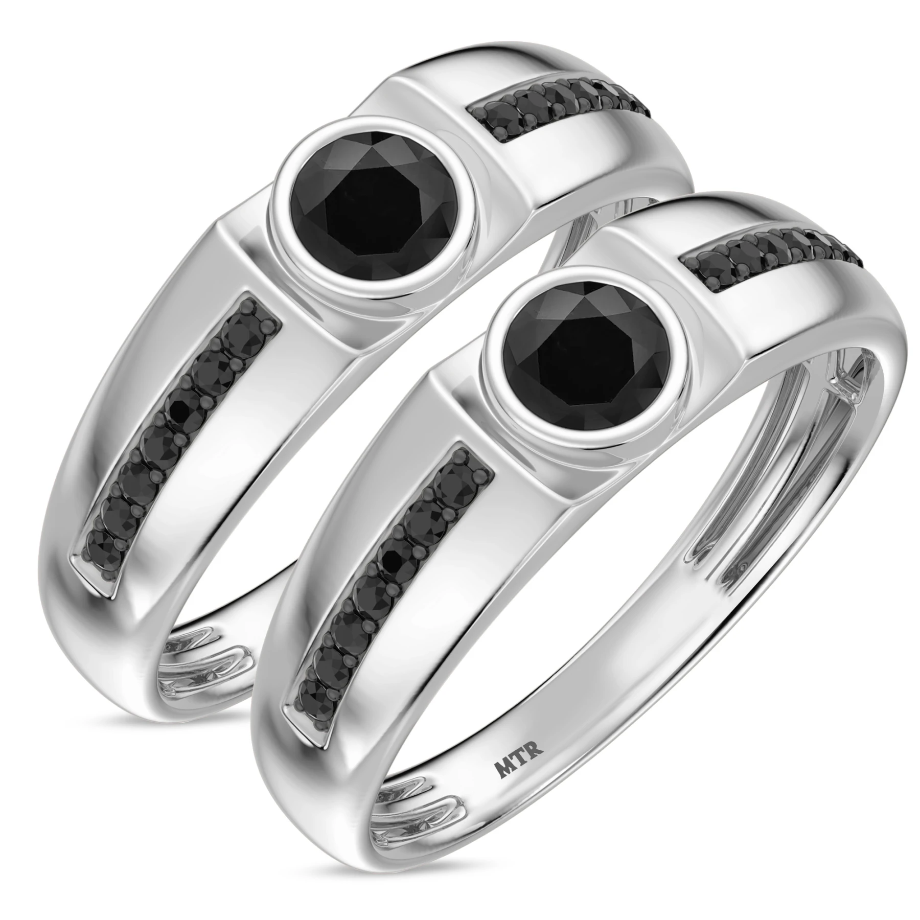 Elda 1 1/7 ct tw. Black Diamond Same Sex Mens Band Set