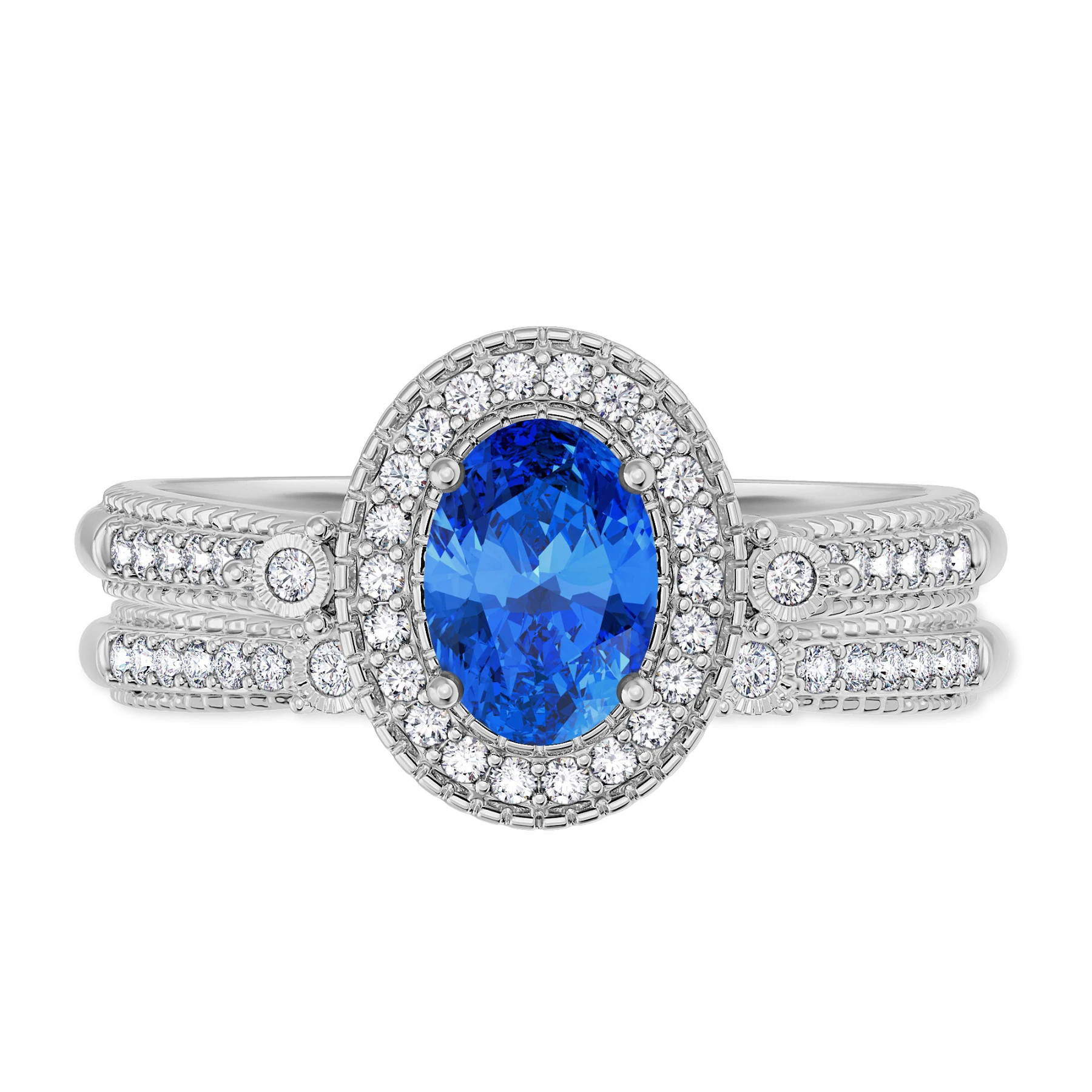 Magnol 1 CT. T.W. Sapphire and Diamond Matching Bridal Set Vermeil