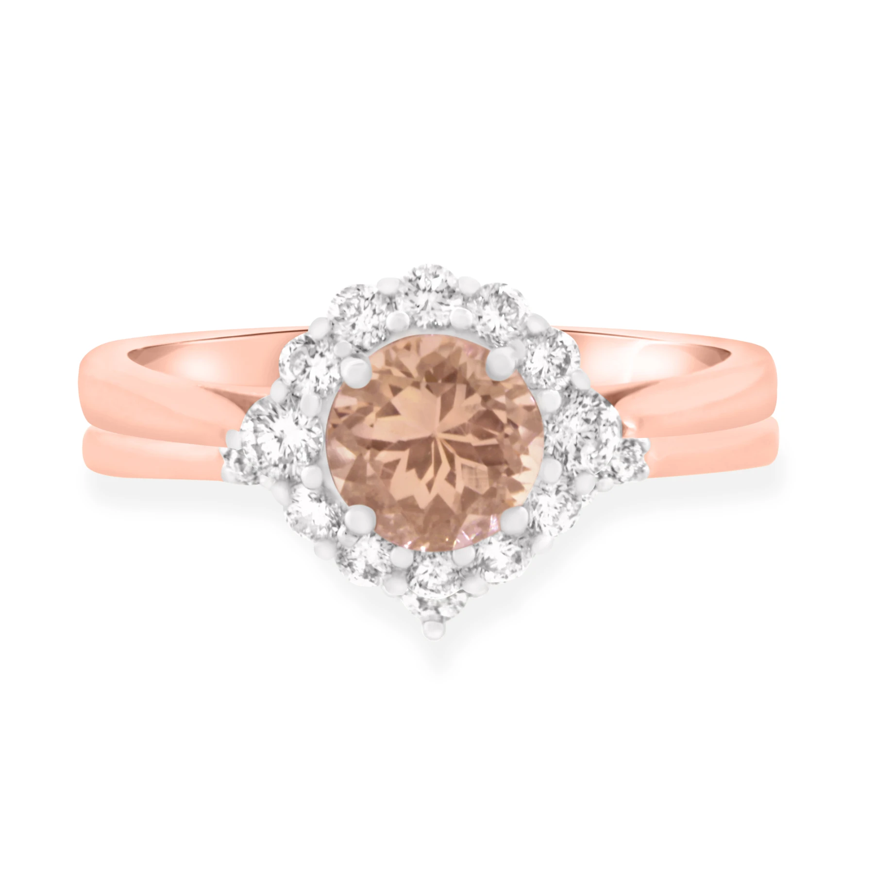 Rouge 1 1/6 Carat T.W. Morganite and Diamond Matching Bridal Ring Set