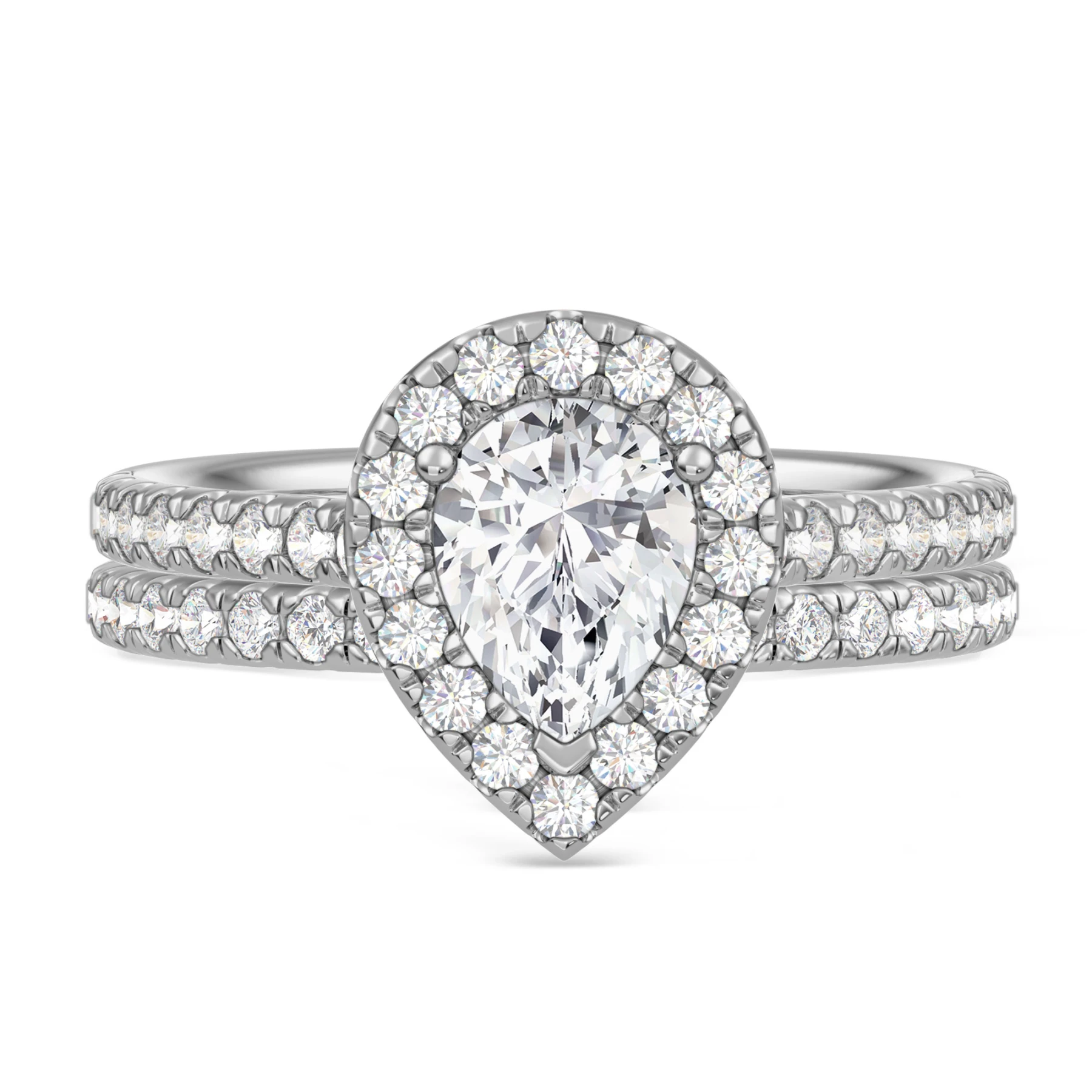 Adeola 1 1/3 ct tw. Lab Grown Diamond Pear Solitaire Bridal Set Vermeil