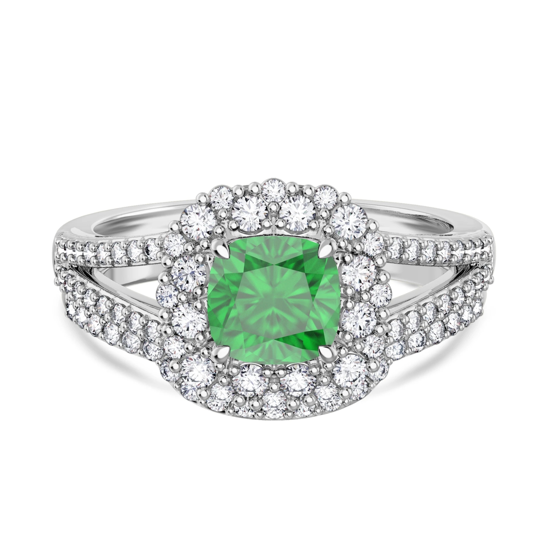 Evanthe 1 7/8 Carat T.W. Emerald and Diamond Matching Bridal Set 14K White Gold Vermeil - view 1