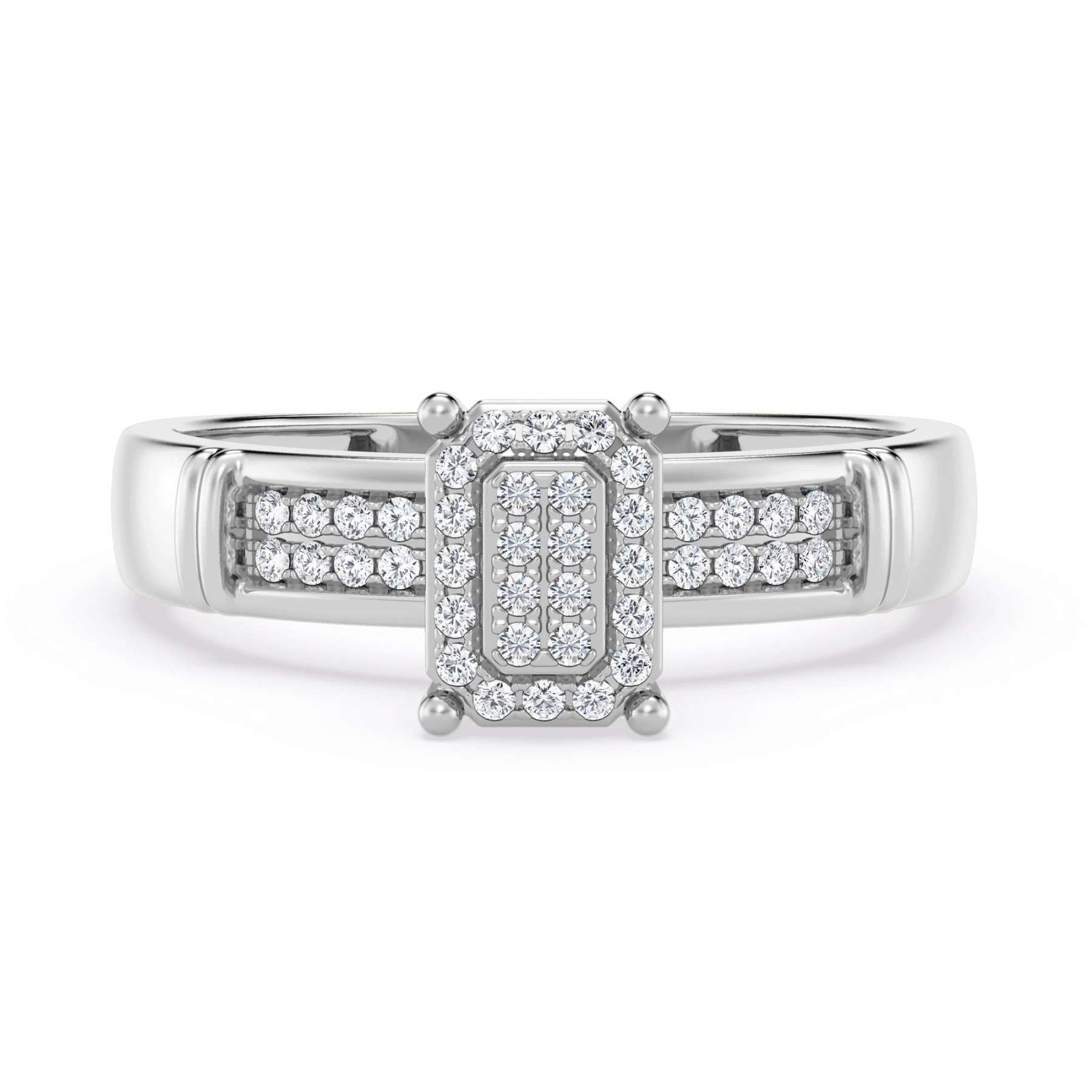 Omella 1/10 ct tw. Emerald Cluster Engagement Ring
