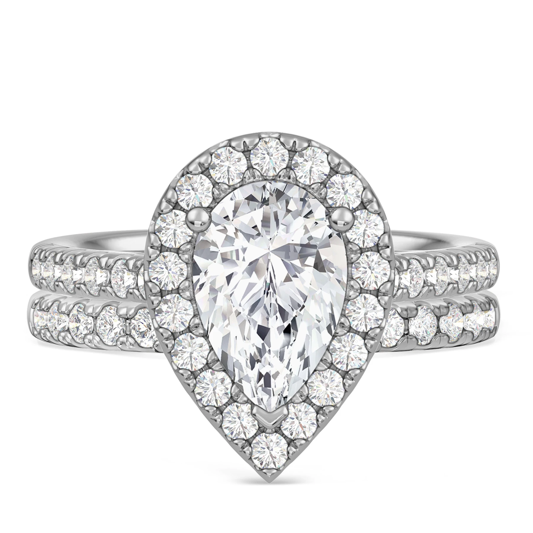 Adeola 3 ct tw. Lab Grown Diamond Pear Solitaire Bridal Set Vermeil