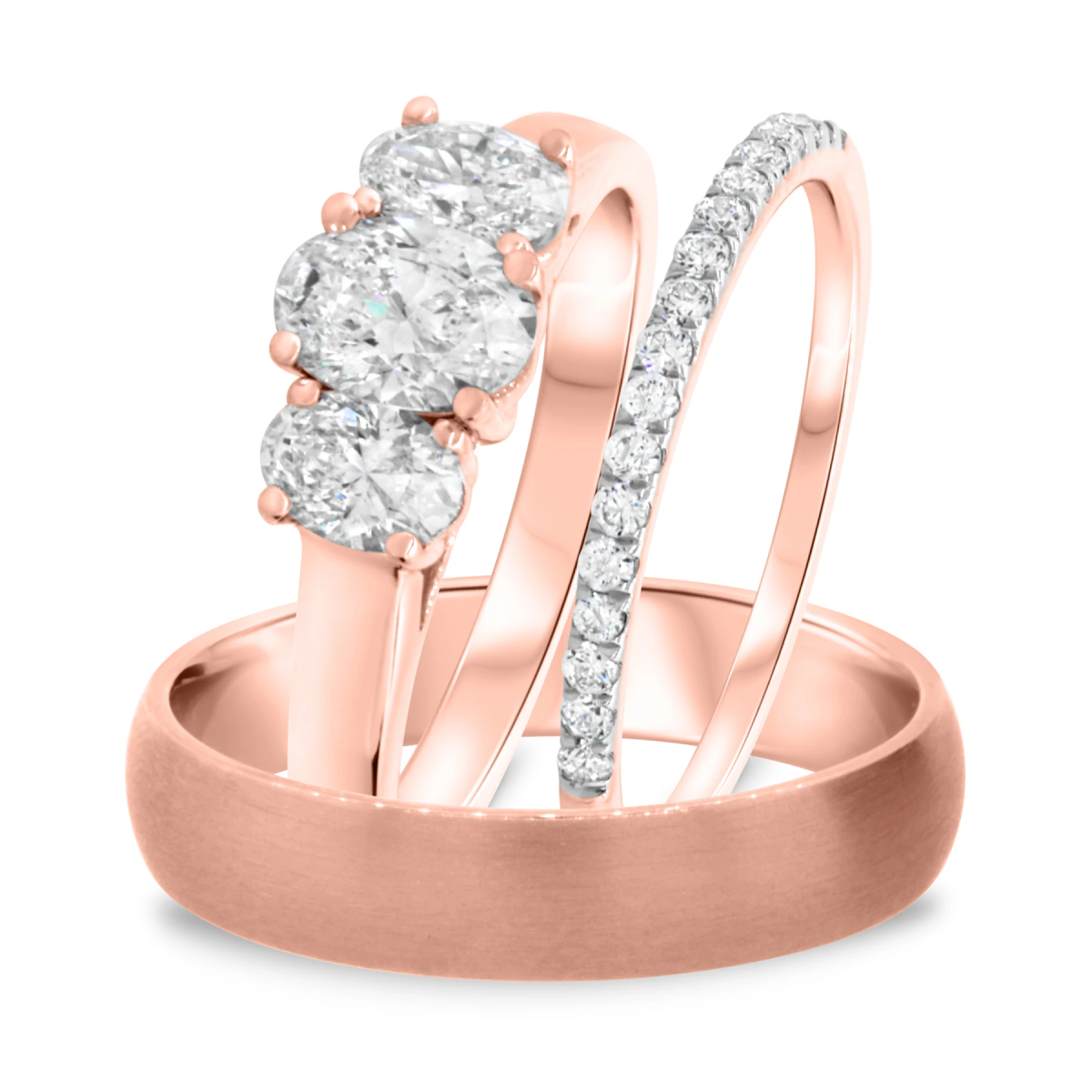Eleana 1 1/10 ct tw. Diamond Oval Solitaire Trio Set - view 1