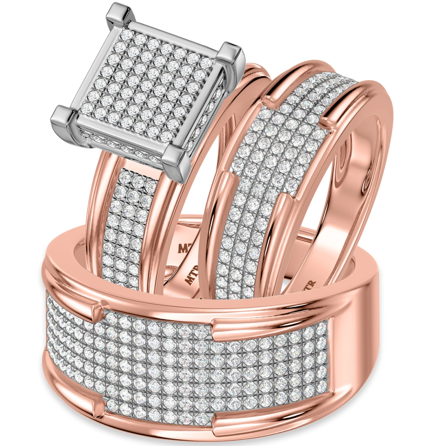 Affy 1 1/4 ct tw. Diamond Princess Cluster Trio Set - view 1