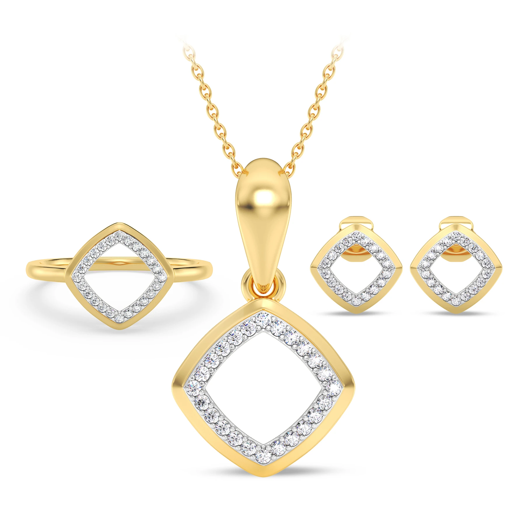 Anne 1/4 ct tw. Lab Grown Square Cluster Ring Set - view 1