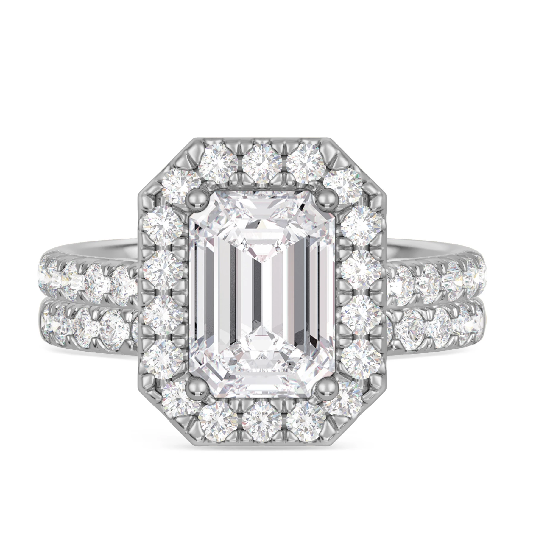 Adeola 4 1/8 ct tw. Lab Grown Diamond Emerald Solitaire Bridal Set Vermeil