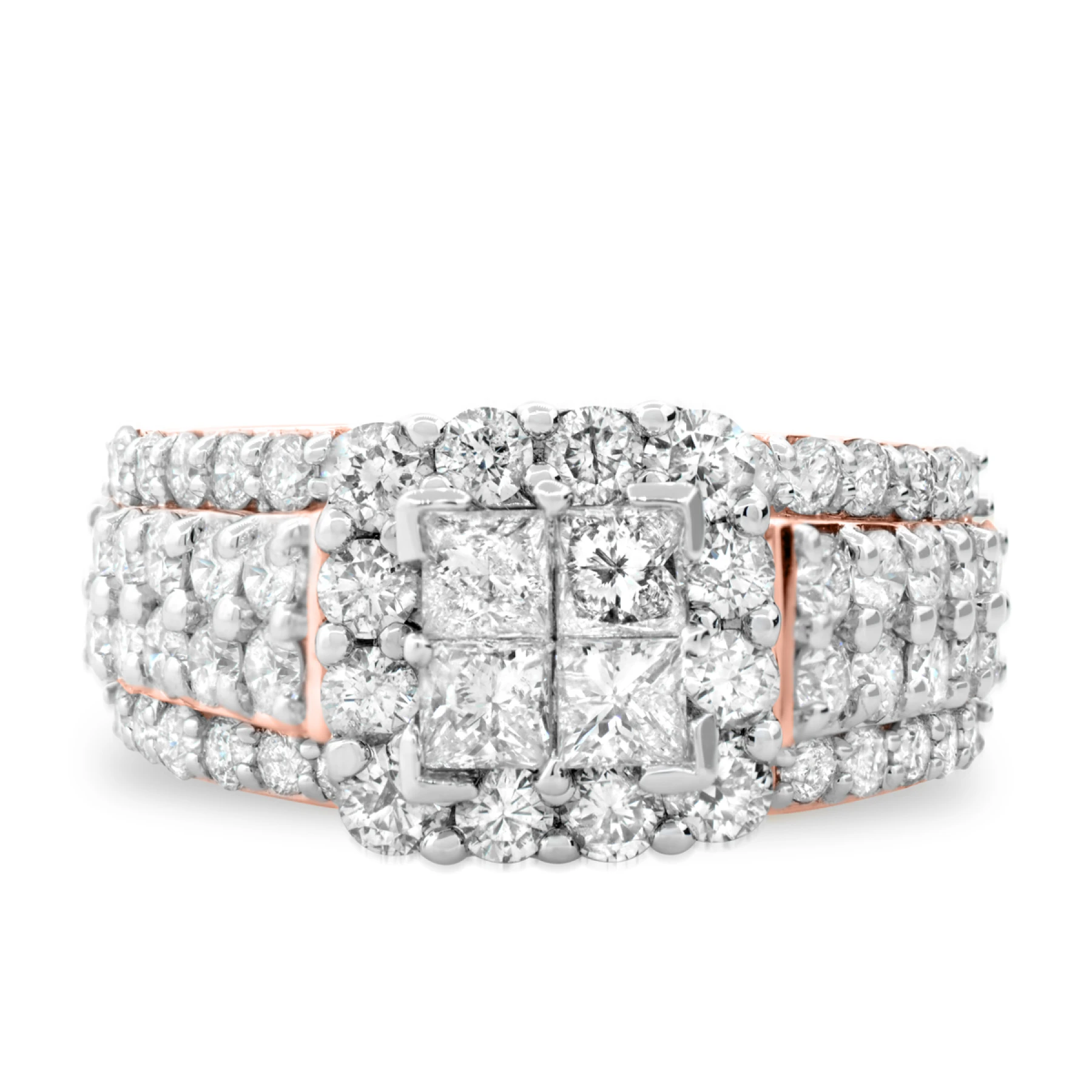 Felicity 3 ct tw. Diamond Princess Cluster Engagement Ring - view 1