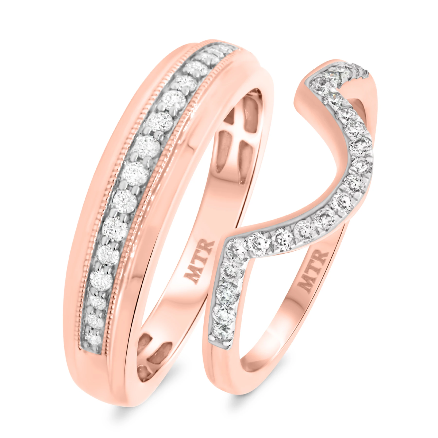Camellia 1/2 ct tw. Diamond Wedding Band Set