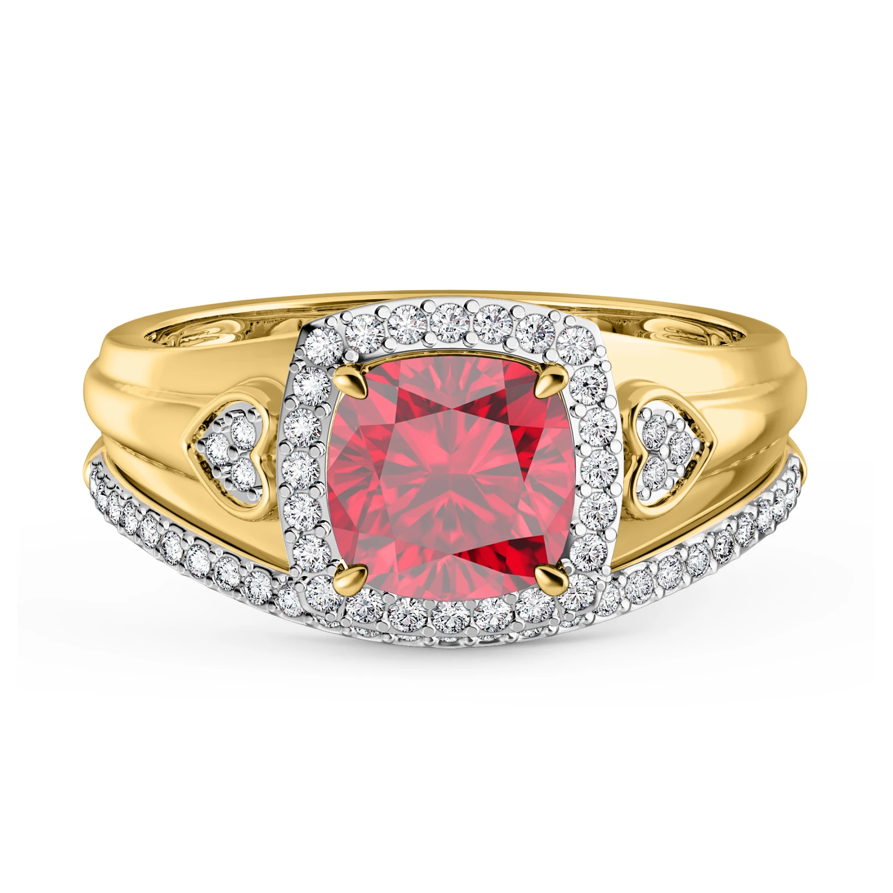 Erica 1 7/8 Carat T.W. Ruby and Diamond Matching Bridal Set 14K Yellow Gold Vermeil - view 1