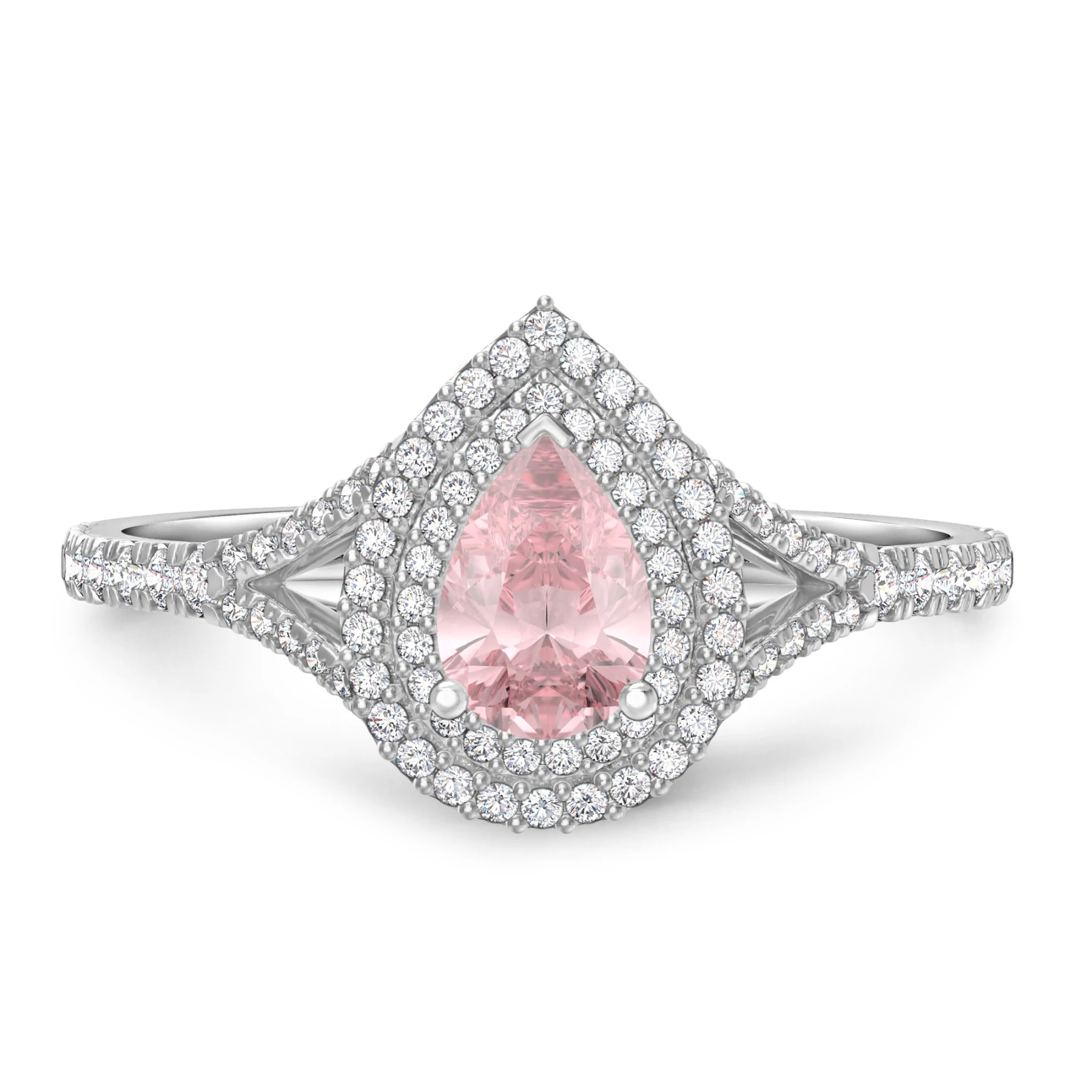 Chiffon 1 1/2 CT. T.W. Morganite and diamond Engagement Ring Vermeil