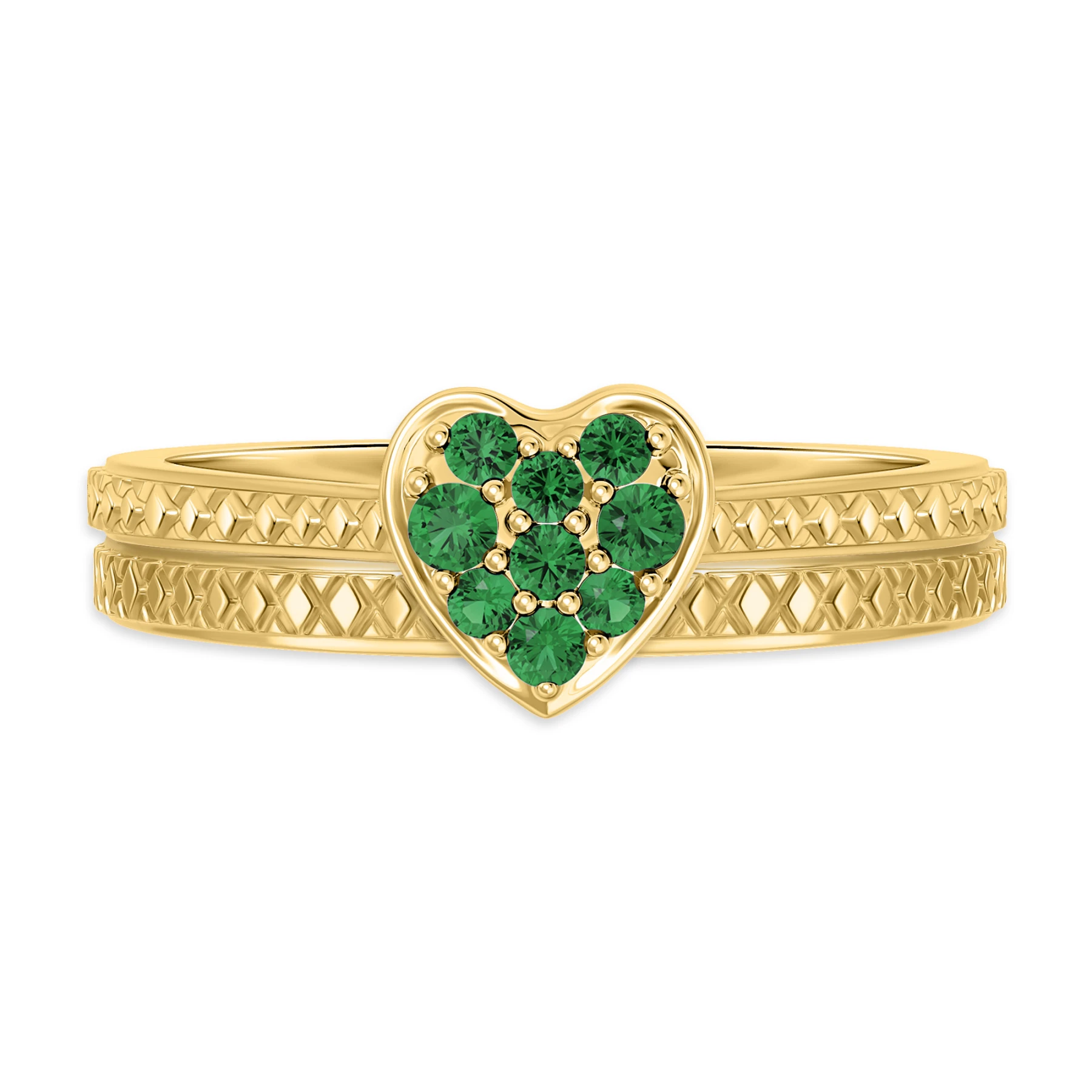 Manuka 1/5 Carat T.W. Emerald and Diamond Matching Bridal Set 14K Yellow Gold Vermeil - view 1