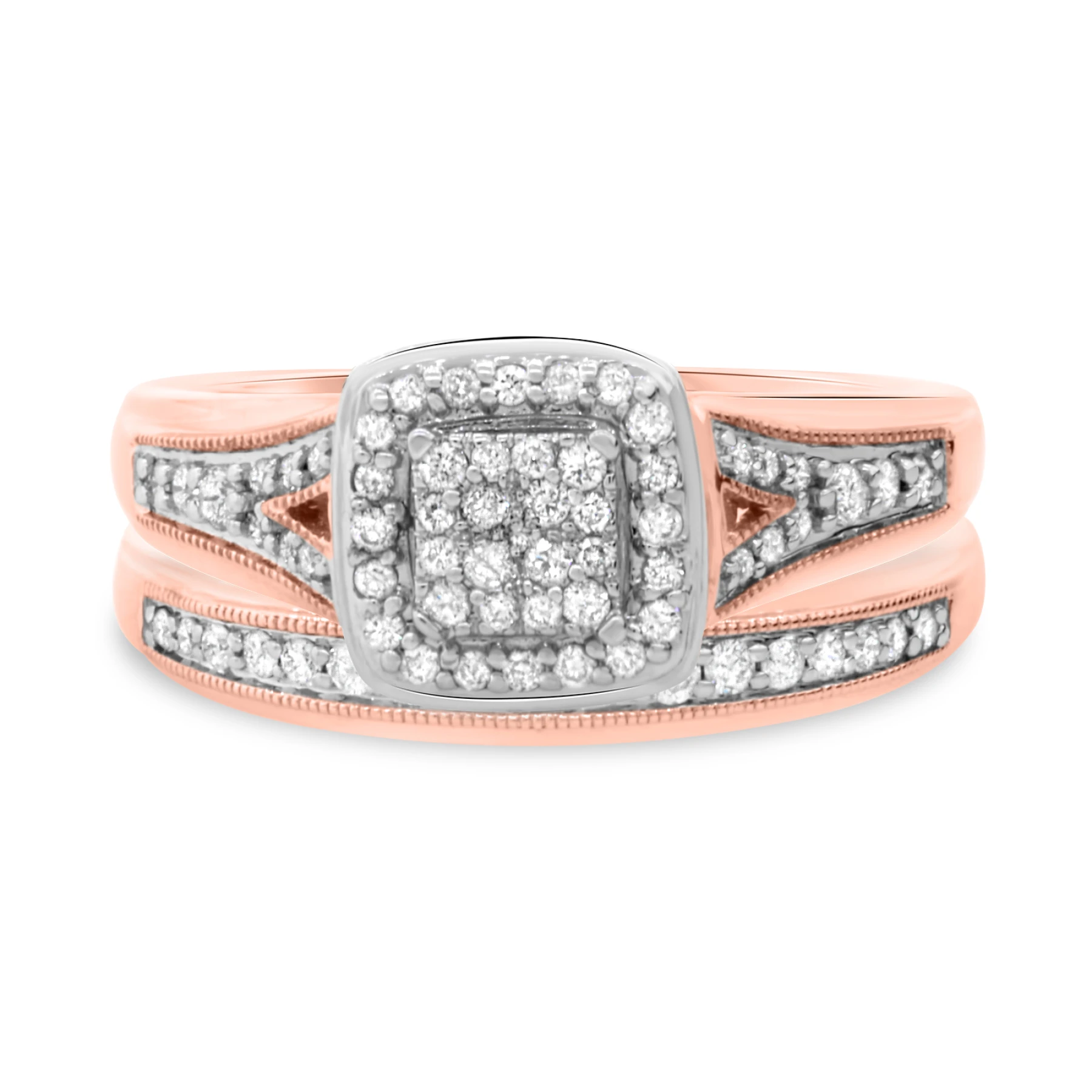 Selena 1/2 Carat T.W. Diamond Cushion Cluster Bridal Set - view 1