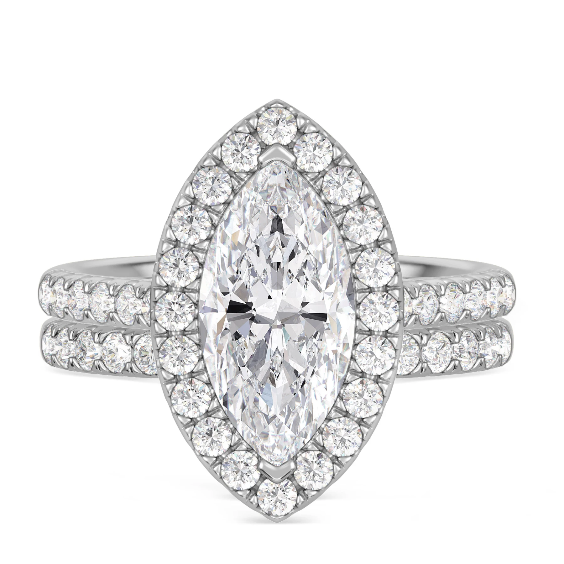 Adeola 3 ct tw. Lab Grown Diamond Marquise Solitaire Bridal Set Vermeil