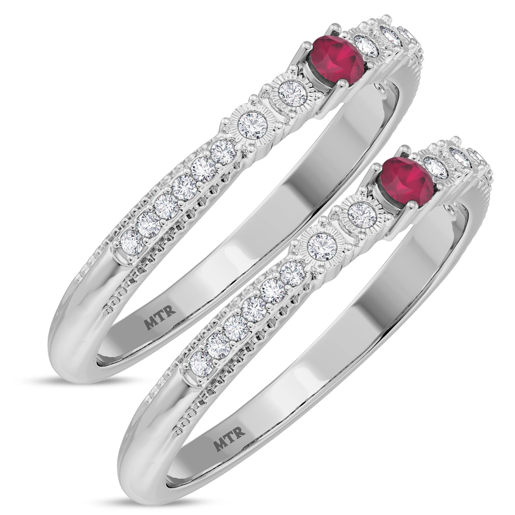 Magnol 1/3 Carat T.W. Ruby and Diamond Same Sex Ladies Band Set - view 1