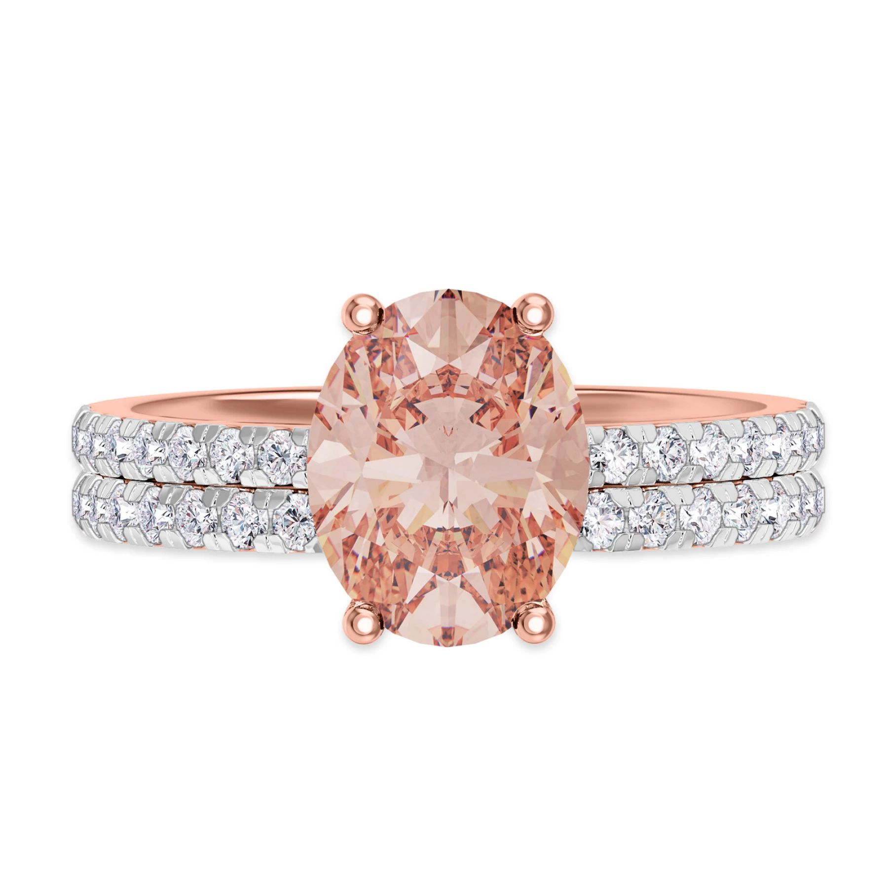 Zorya 2 1/2 Carat T.W. Morganite and Diamond Matching Bridal Ring Set