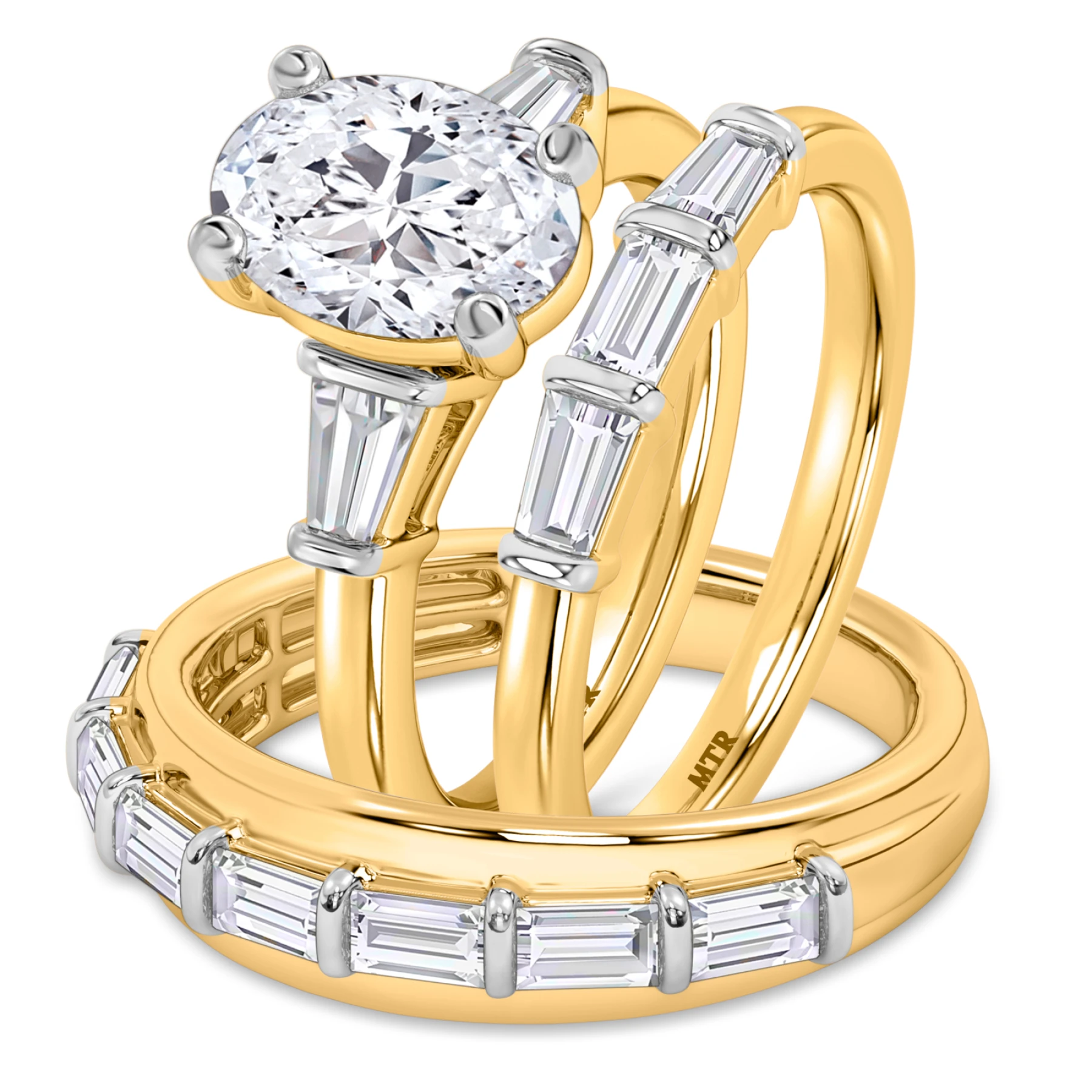 Canna 3 3/4 ct tw. Lab Grown Diamond Oval Solitaire Trio Set - view 1