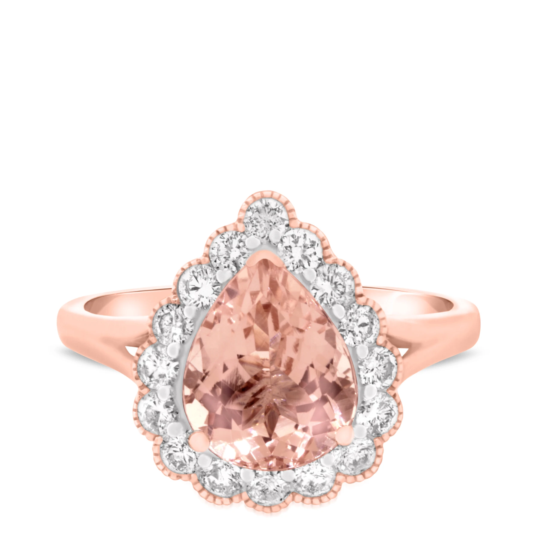 Lotus 2 1/4 CT. T.W. Morganite and diamond Engagement Ring