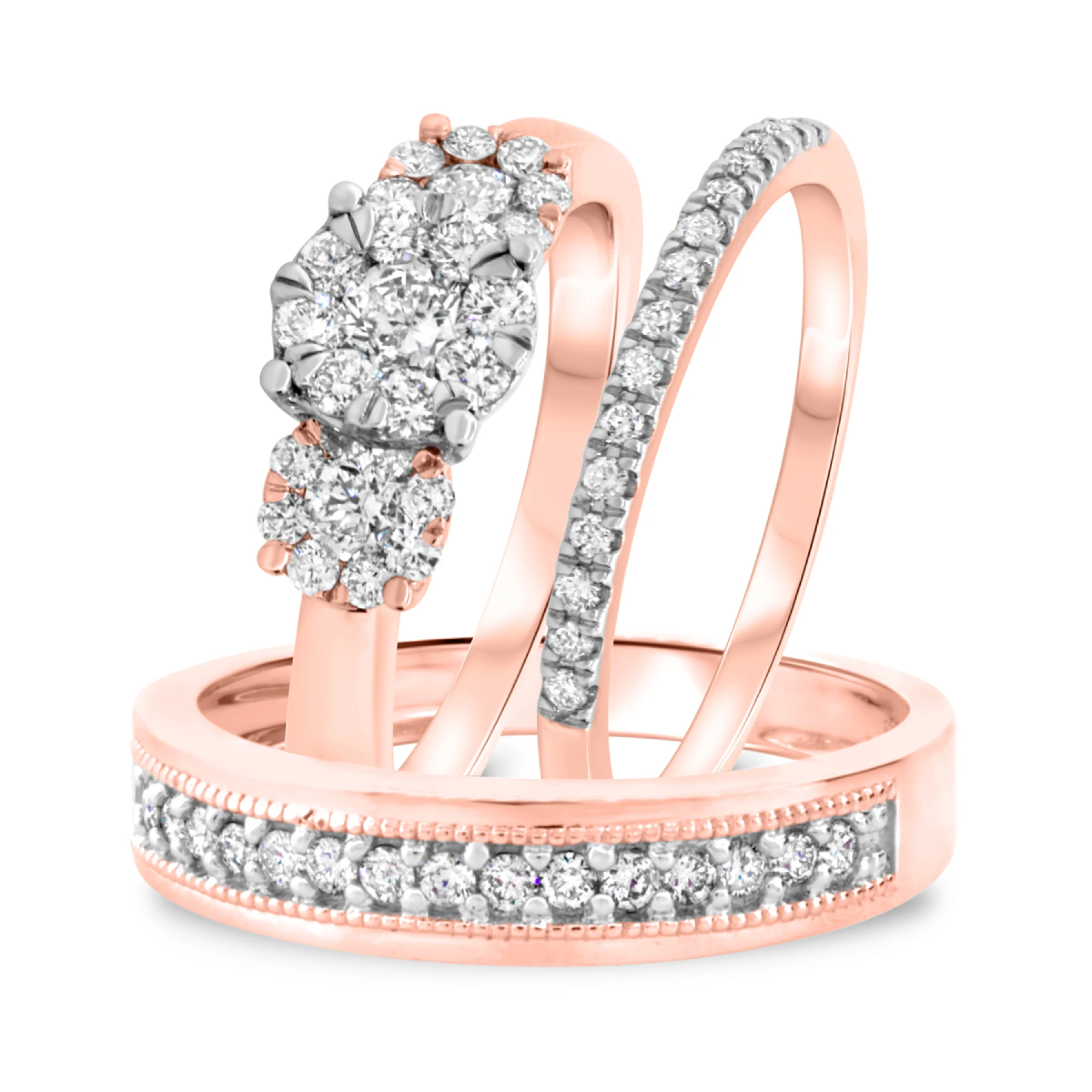 Florance 1 1/4 ct tw. Diamond Fancy Cluster Trio Set - view 1