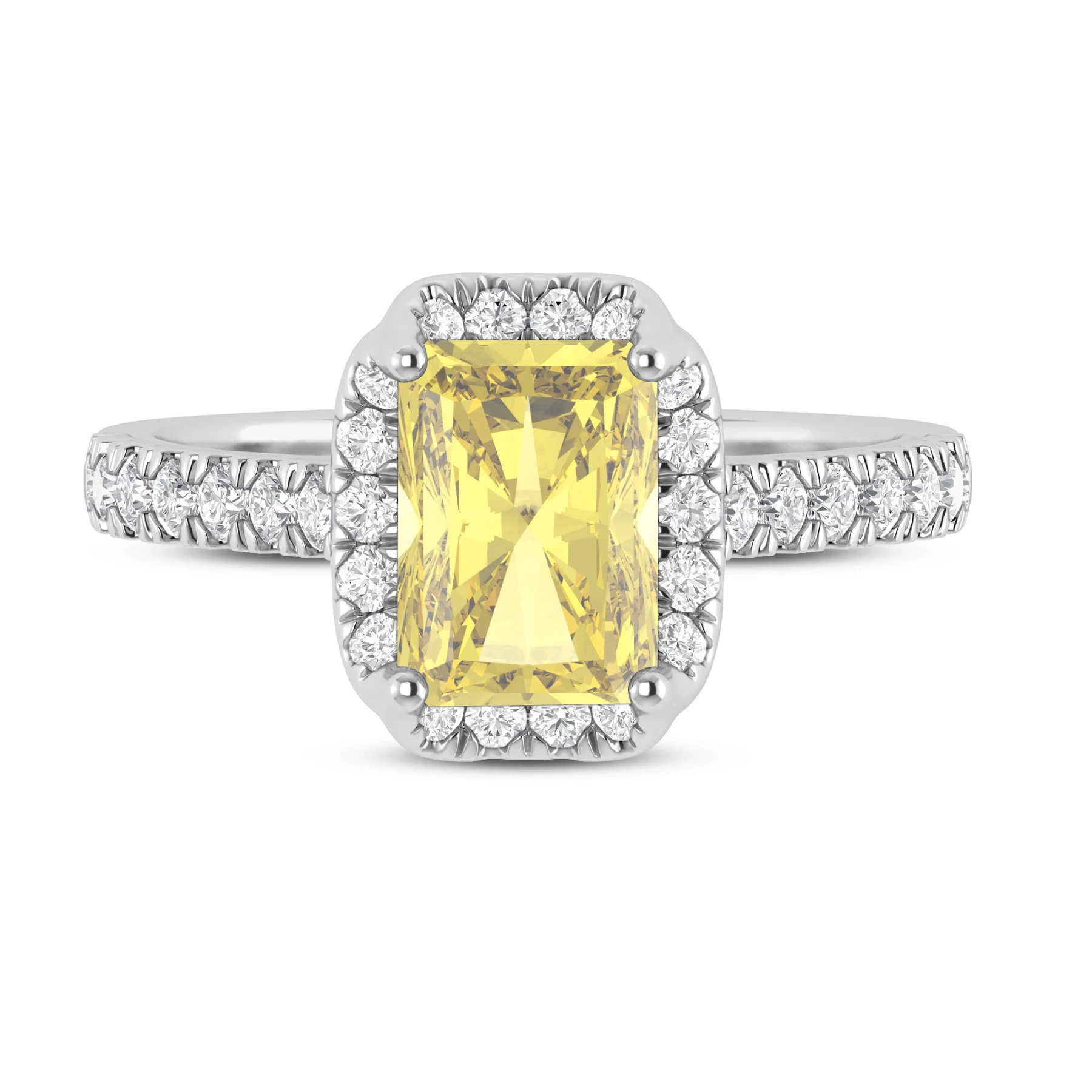 Daisy 2 1/2 ct tw. Lab Grown Radiant Solitaire Yellow Diamond Engagement Ring