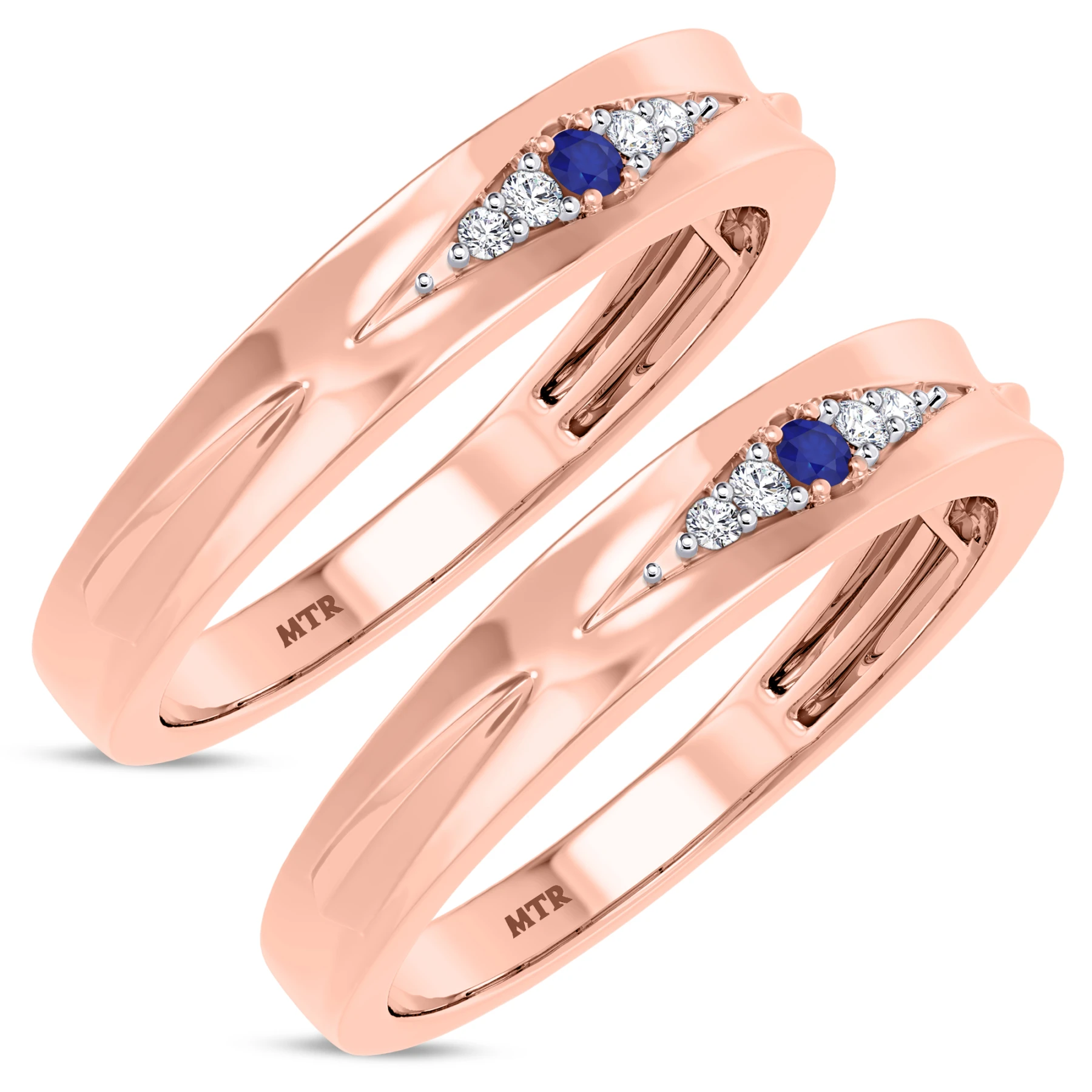 Irit 1/15 CT. T.W. and Diamond Matching Wedding Band Set