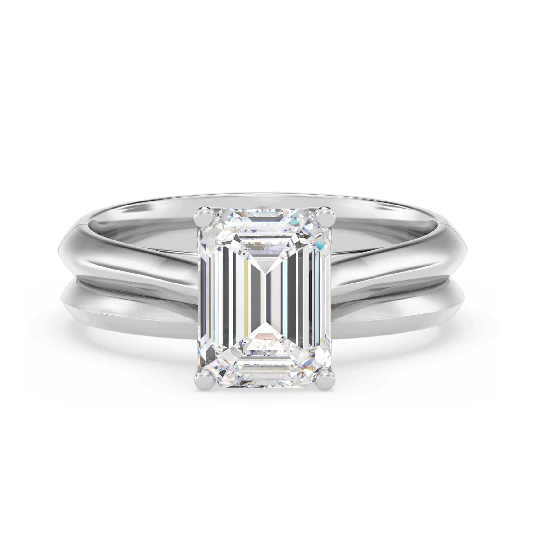 Jena 2 ct tw. Lab Grown Diamond Emerald Solitaire Bridal Set Vermeil