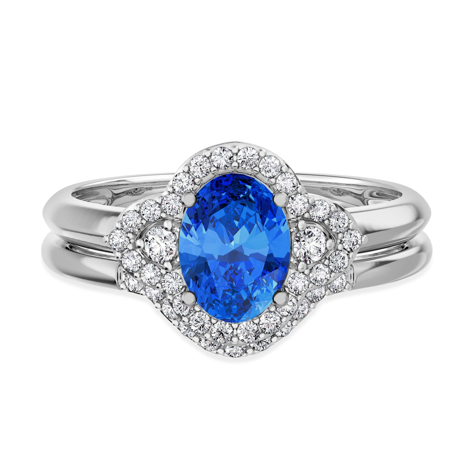 Holly 1 3/4 Carat T.W. Sapphire and Diamond Matching Bridal Set 14K White Gold Vermeil - view 1