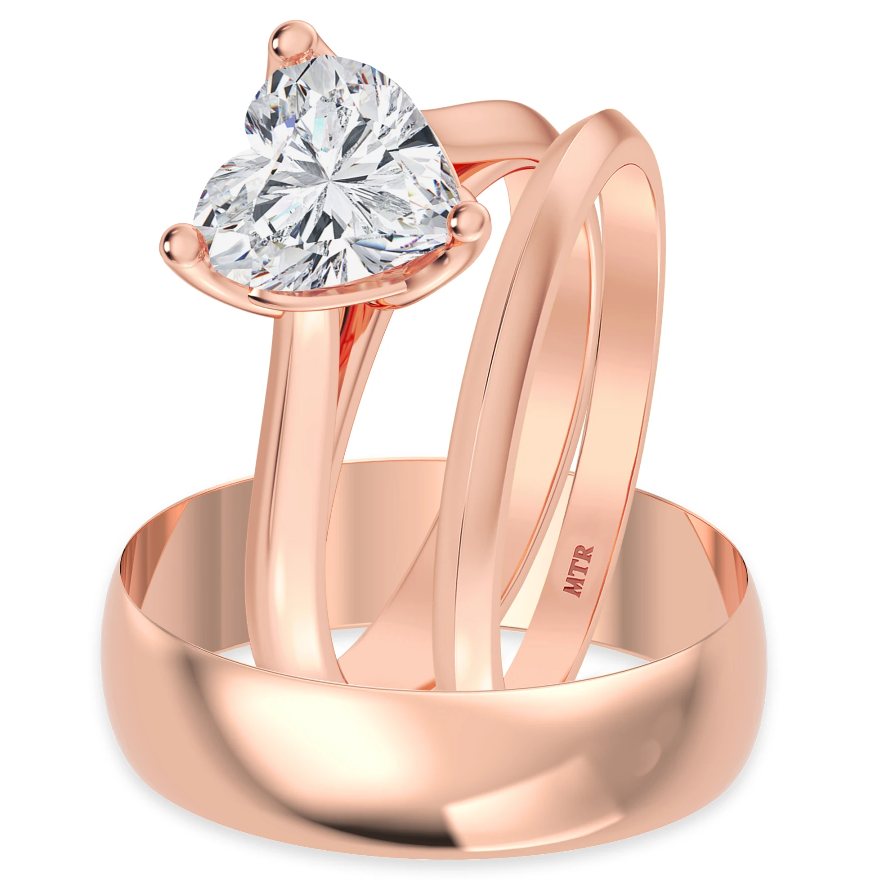 Jena 2 ct tw. Lab Grown Diamond Heart Solitaire Trio Set - view 1