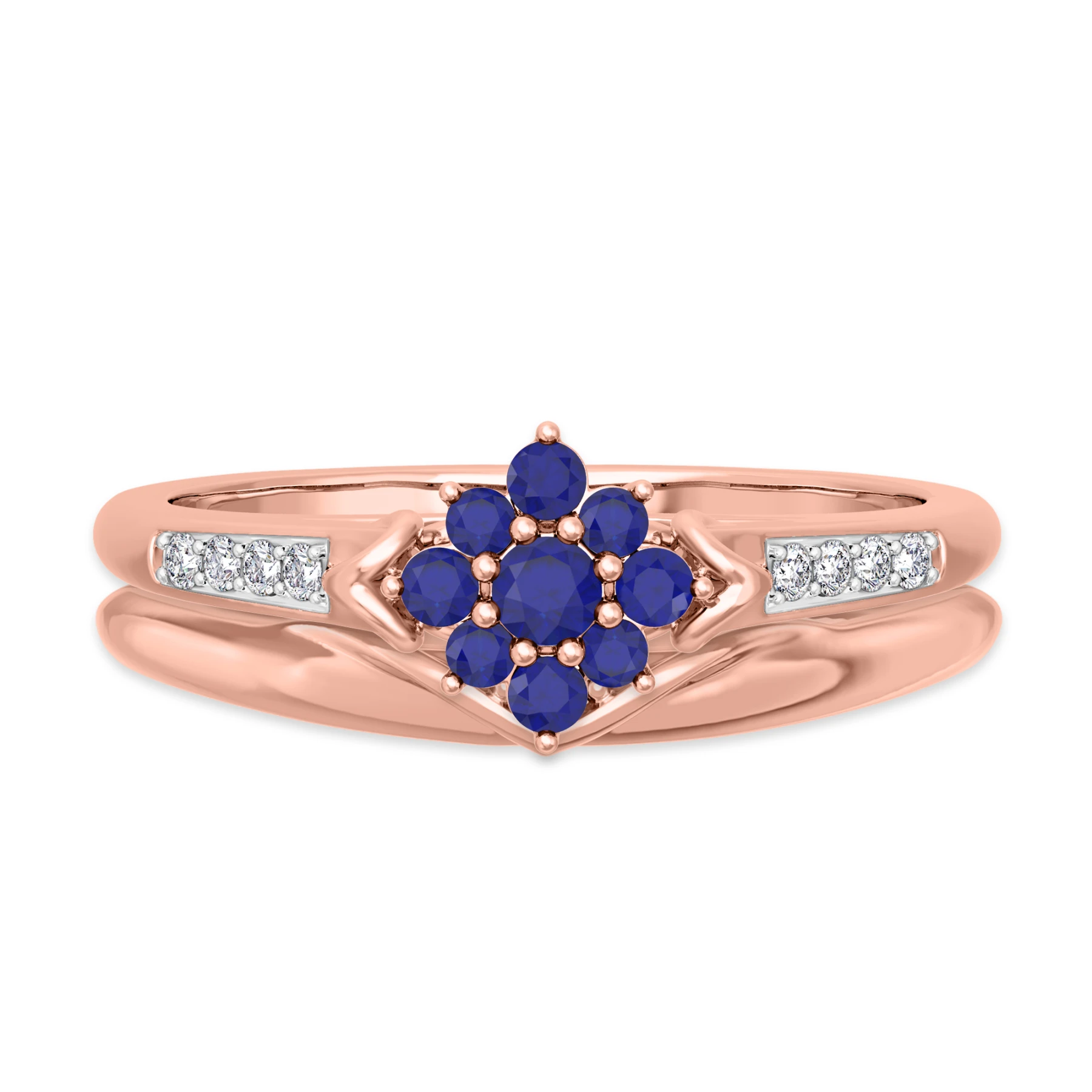 Neeja 3/8 CT. T.W. Sapphire and Diamond Matching Bridal Ring Set - view 1