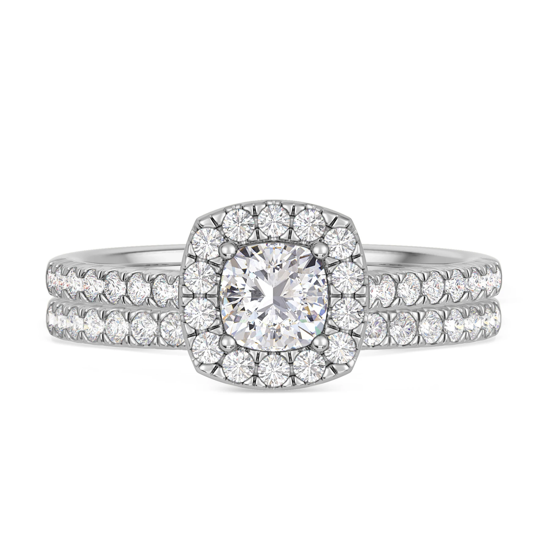 Adeola 1 1/3 ct tw. Lab Grown Diamond Cushion Solitaire Bridal Set Vermeil
