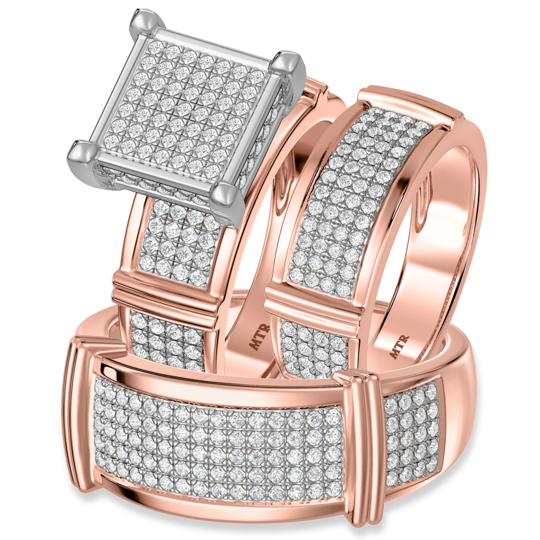 Amity 1 1/4 ct tw. Diamond Princess Cluster Trio Set - view 1