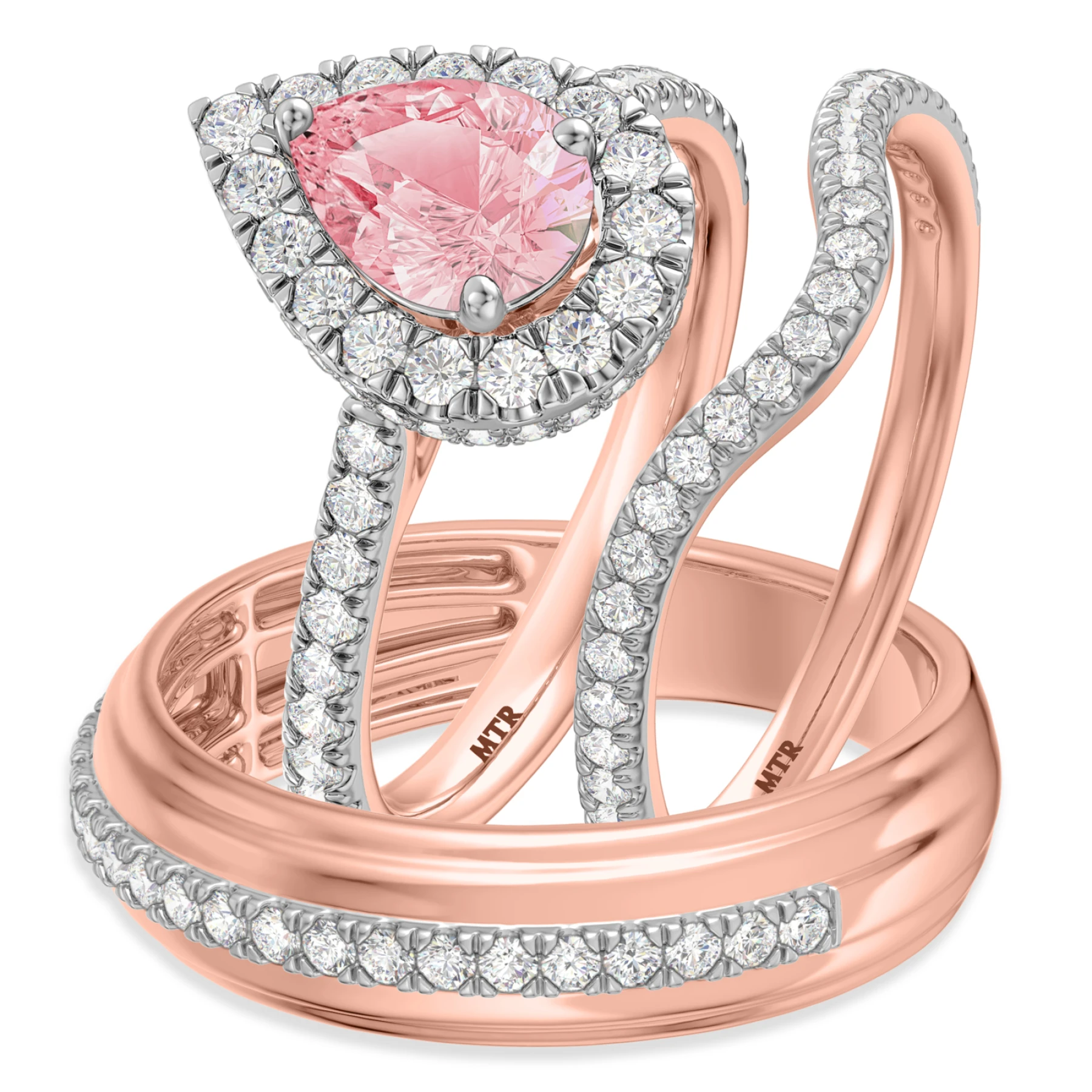 Frea 2 1/3 ct tw. Lab Grown Pear Solitaire Pink Diamond Trio Set - view 1