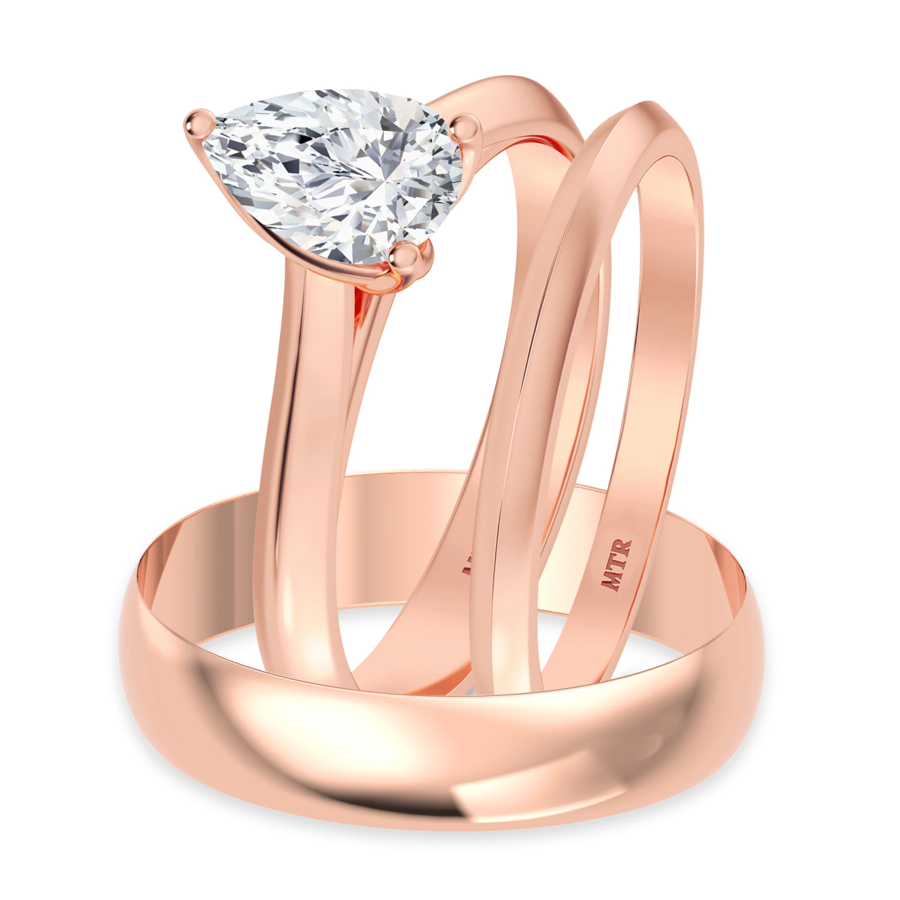 Jena 1 ct tw. Diamond Pear Solitaire Trio Set - view 1