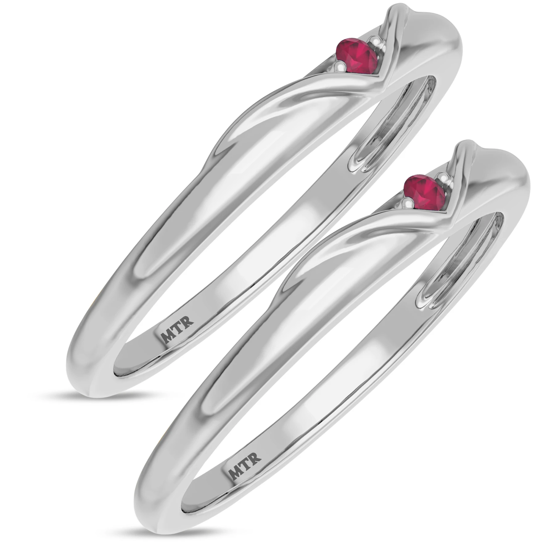 Neeja 1/10 Carat T.W. Ruby and Diamond Same Sex Ladies Band Set - view 1