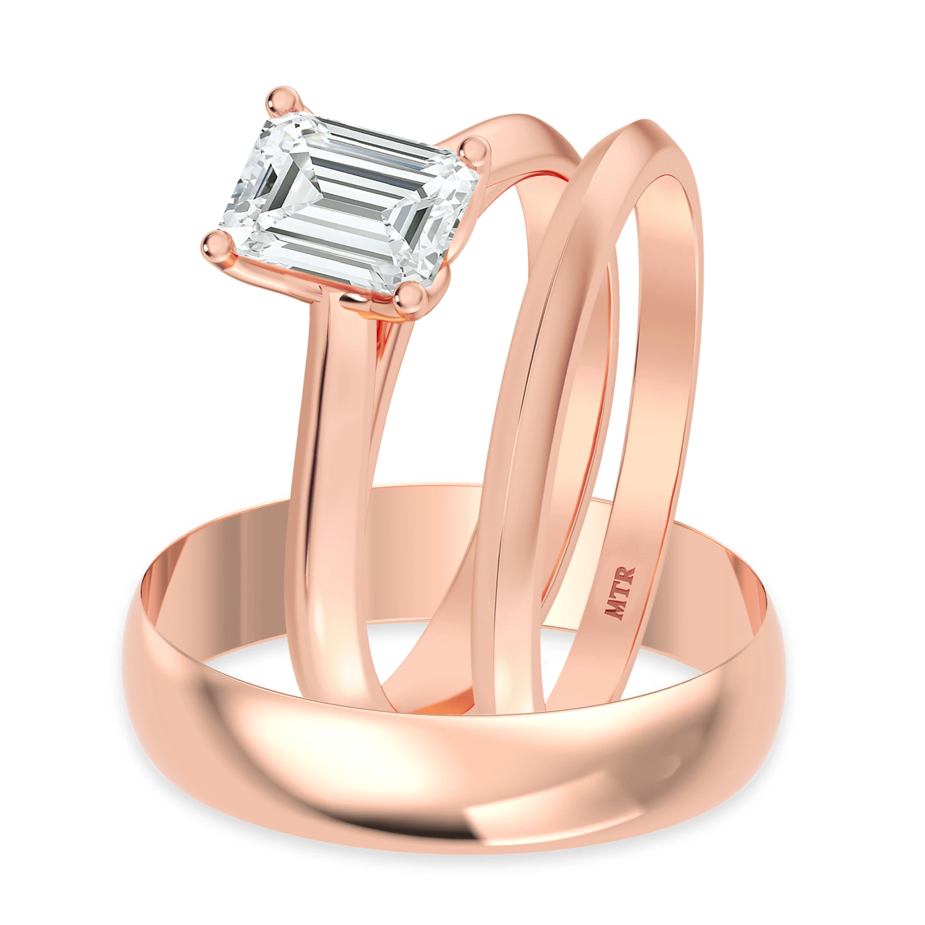 Jena 1 ct tw. Lab Grown Diamond Emerald Solitaire Trio Set - view 1